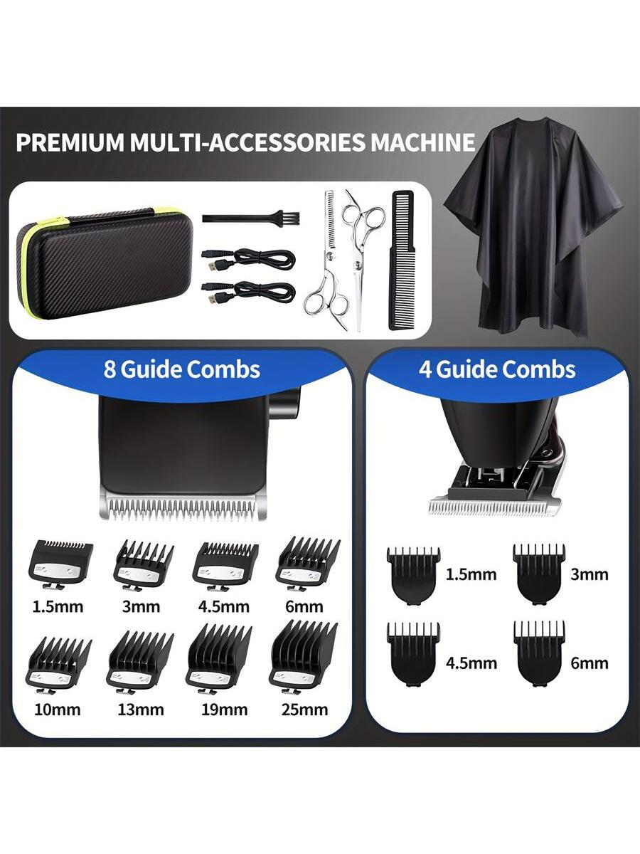 1pc Stainless Steel Professional Hair Clipper & Trimmer Kit: Cordless Rechargeable Barber Clippers For Men's Hair Cutting