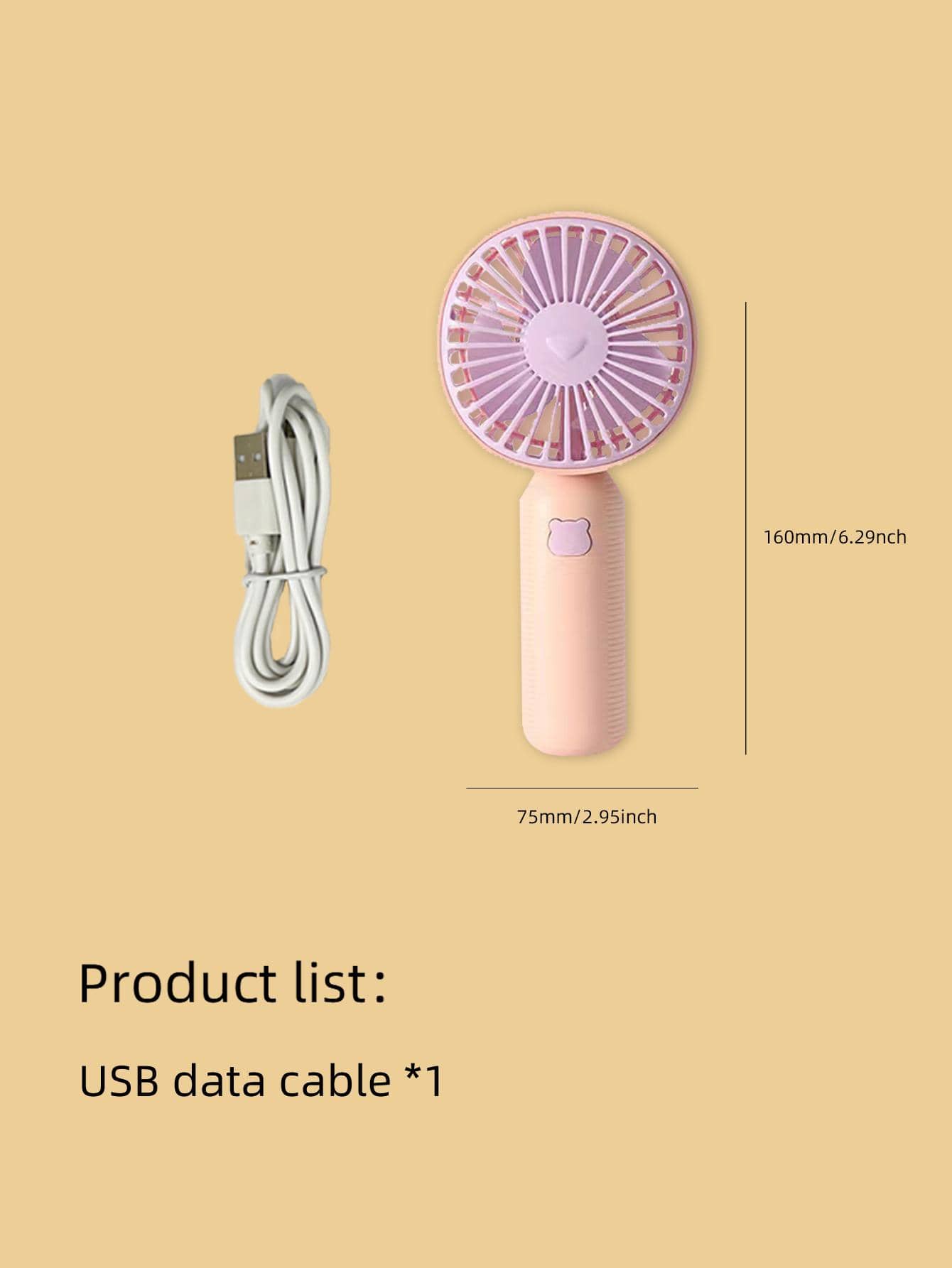 1pc ABS Mini Fan, Modern Pink Rechargeable Handheld Fan For Daily Life