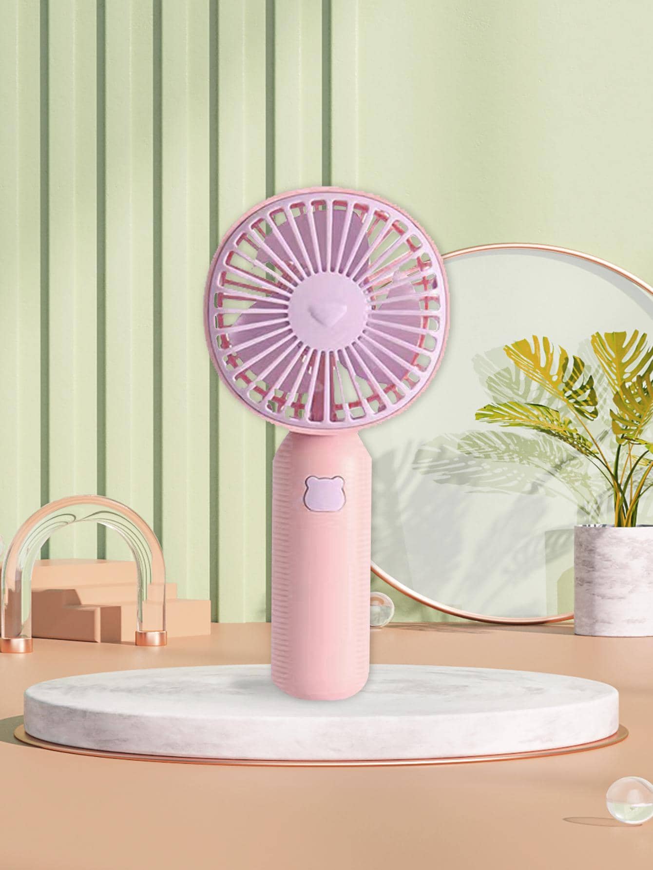 1pc ABS Mini Fan, Modern Pink Rechargeable Handheld Fan For Daily Life