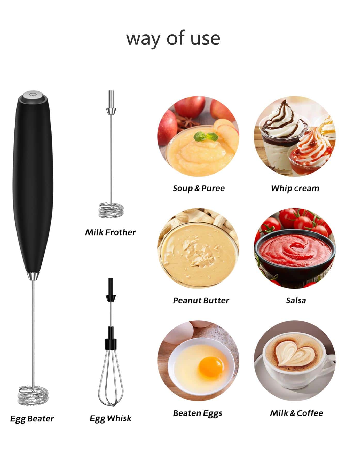 1pc Stainless Steel Handheld Electric Blender; Egg Whisk; Coffee Milk  Frother (Coffee)