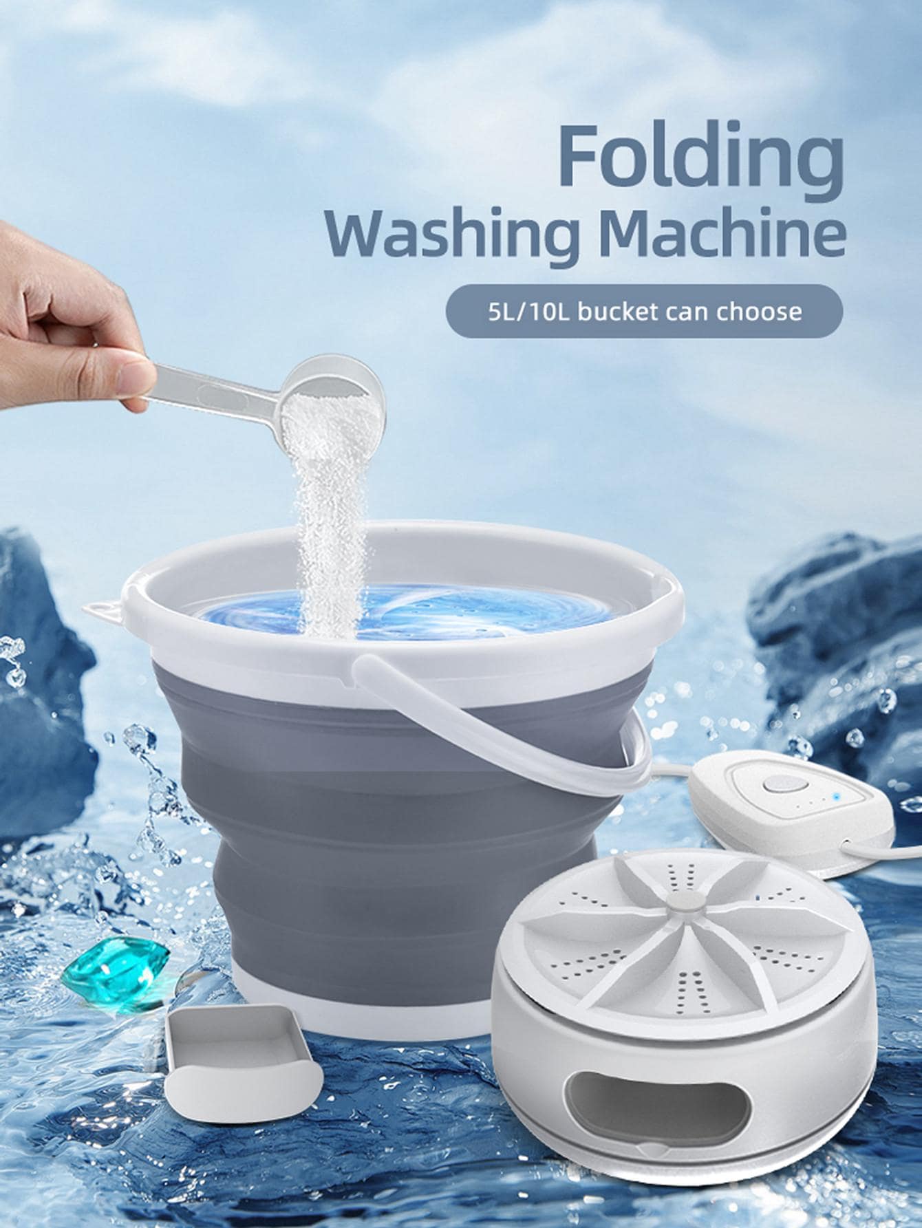 1pc ABS Portable Washing Machine, Modernist Foldable Washing Machine For Underwear