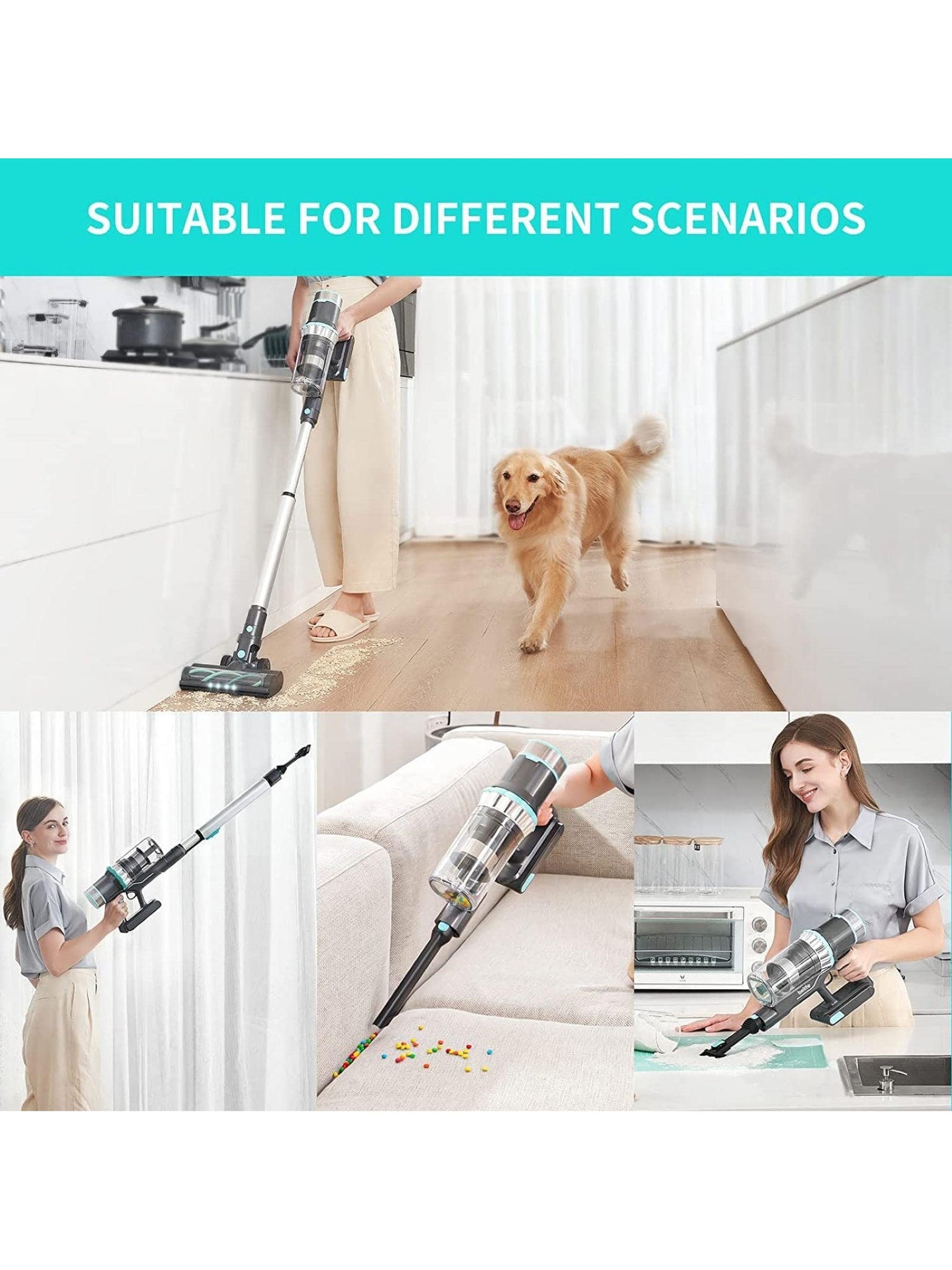 Belife BVC11 Cordless Vacuum Cleaner, Stick Vacuum with 25Kpa Powerful Suction, 380W Brushless Motor, Up to 40mins Runtime, LED Display, 6 in 1 Lightweight Vacuum for Hard Floor Carpet Car Pet Hair