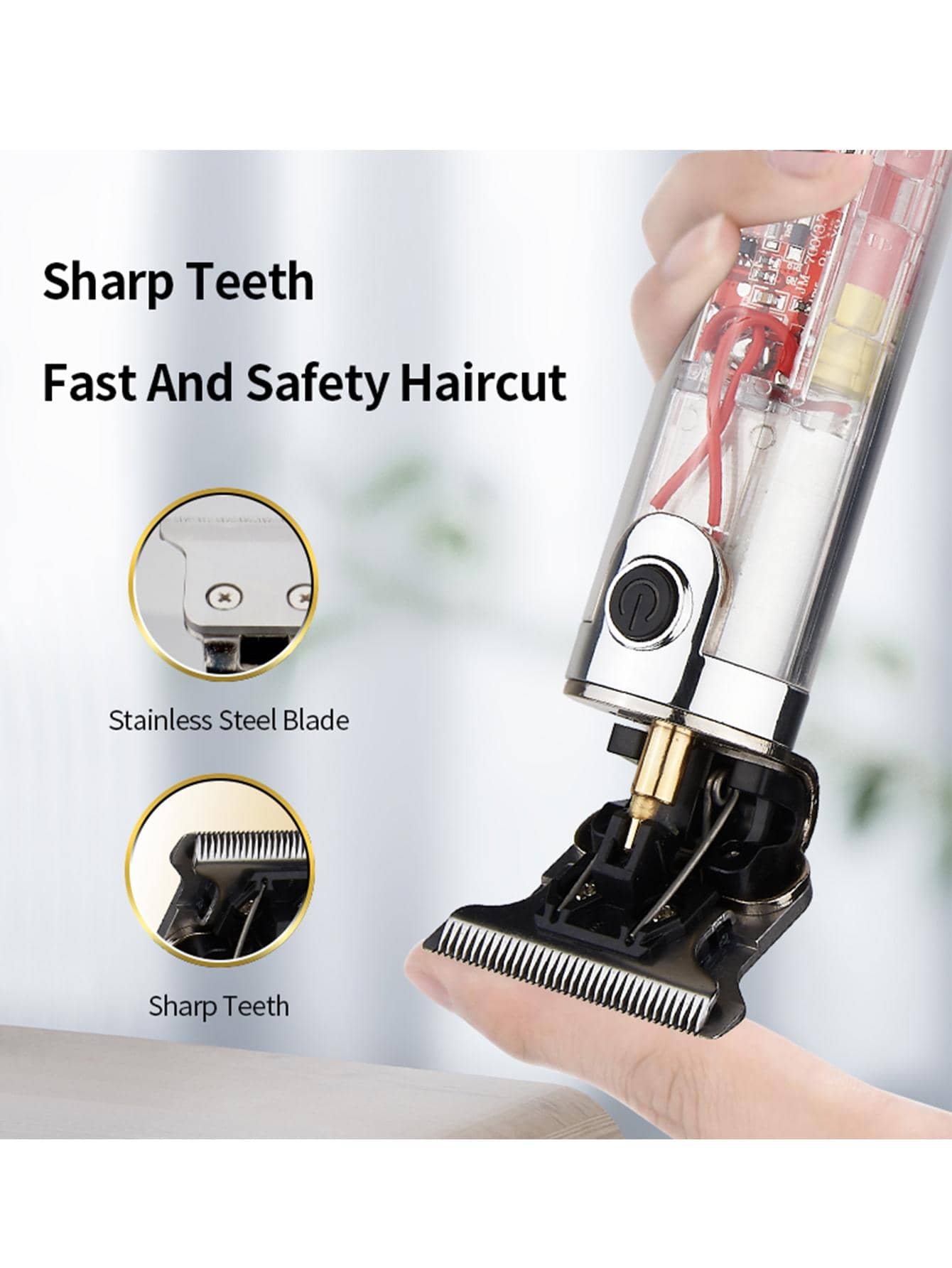 Electric Hair Trimmers Professional Engraving Hair Clipper Cordless Transparent Barbershop Home Hair Cut Machine Low Noise