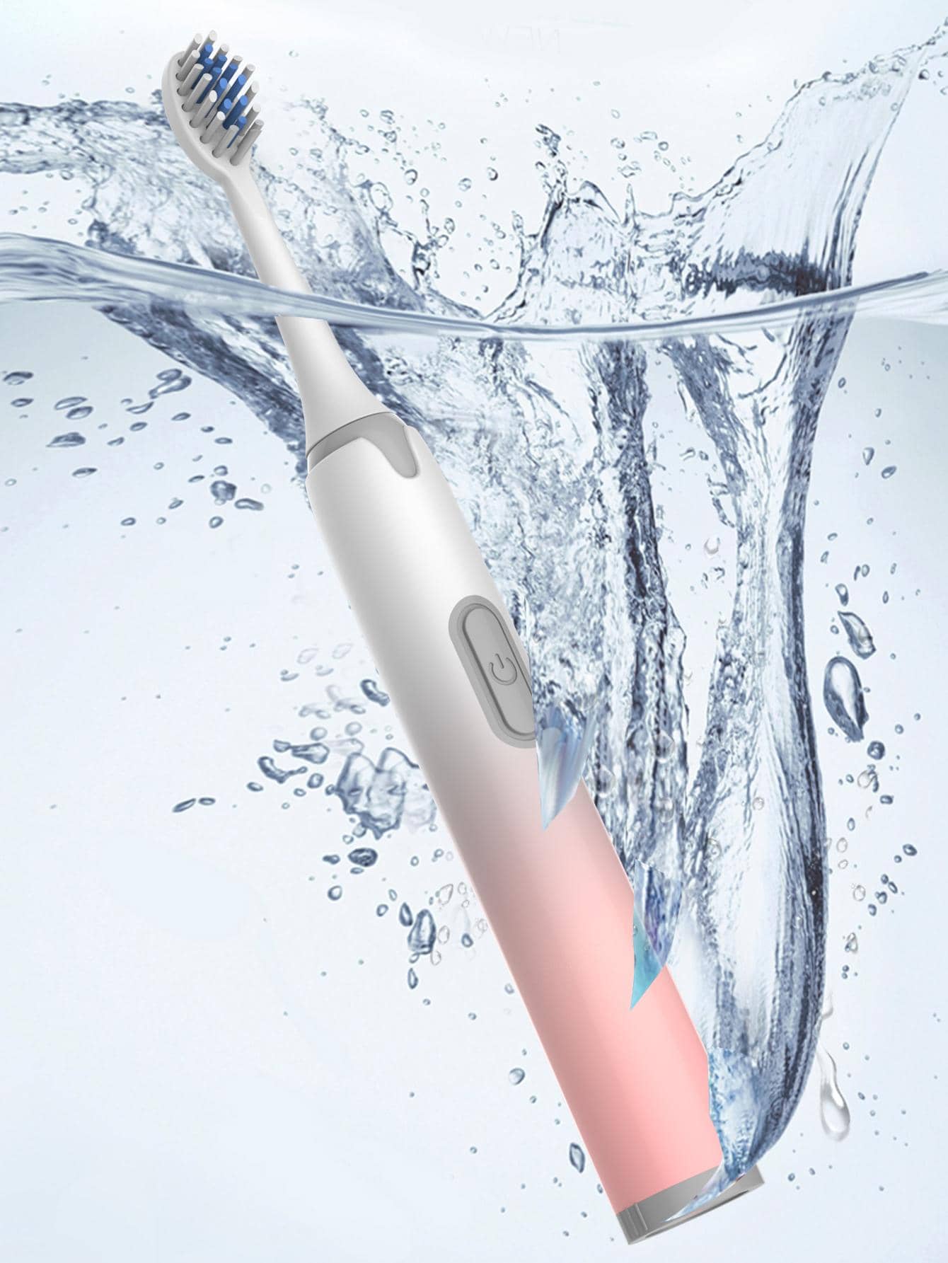 1pc PP Electric Toothbrush With 12pcs Brush Head, Modernist Ombre Waterproof Automatic Toothbrush For Bathroom