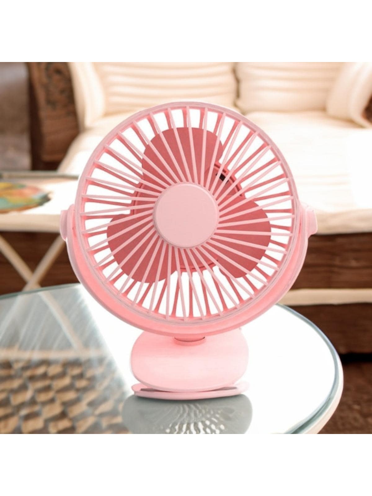 1pc ABS Desk Fan, Minimalist White Desktop Fan With Clamp For Home