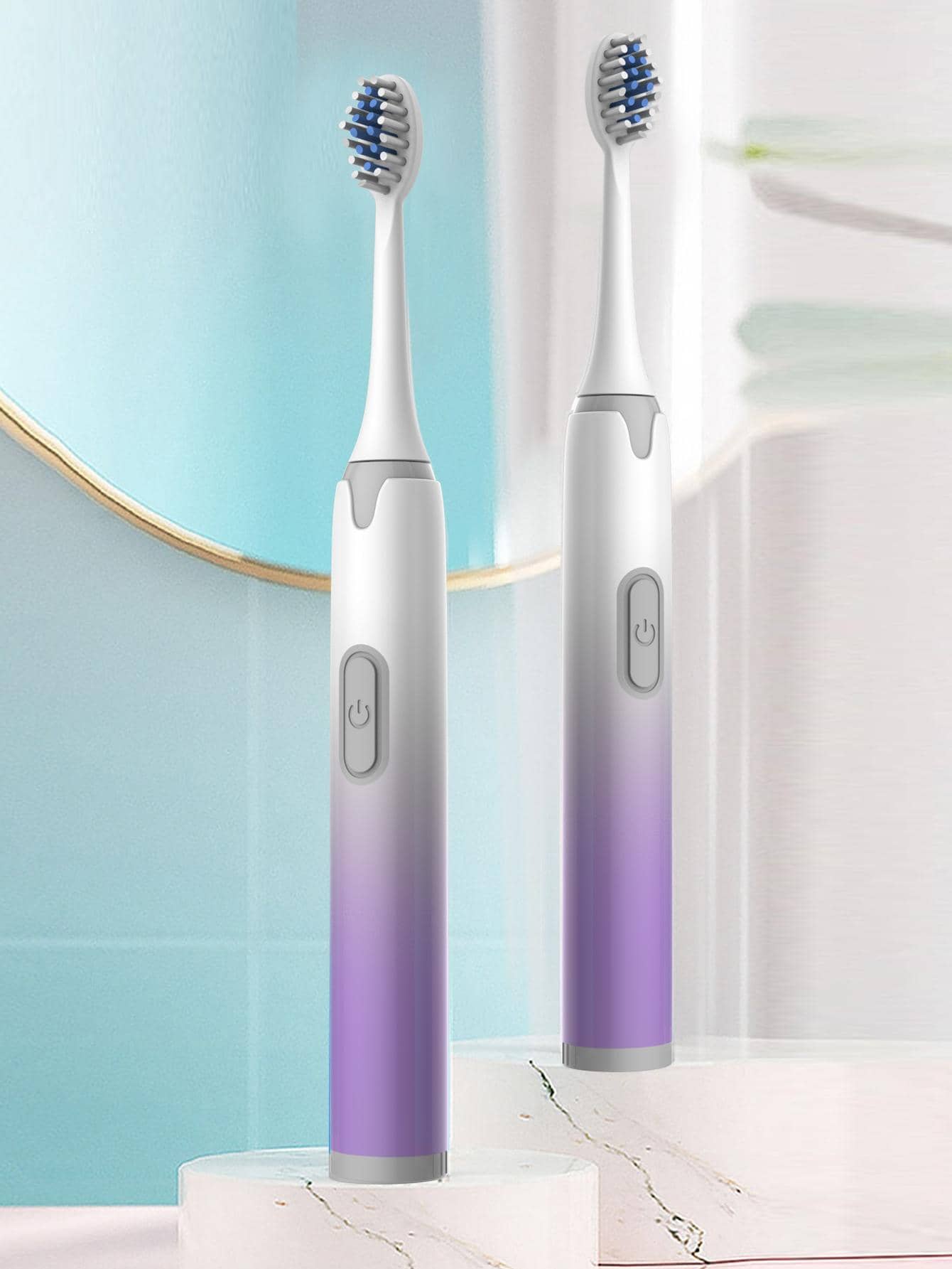 1pc PP Electric Toothbrush & 5pcs Replacement Toothbrush Head, Modern Ombre Waterproof Portable Electric Toothbrush For Bathroom
