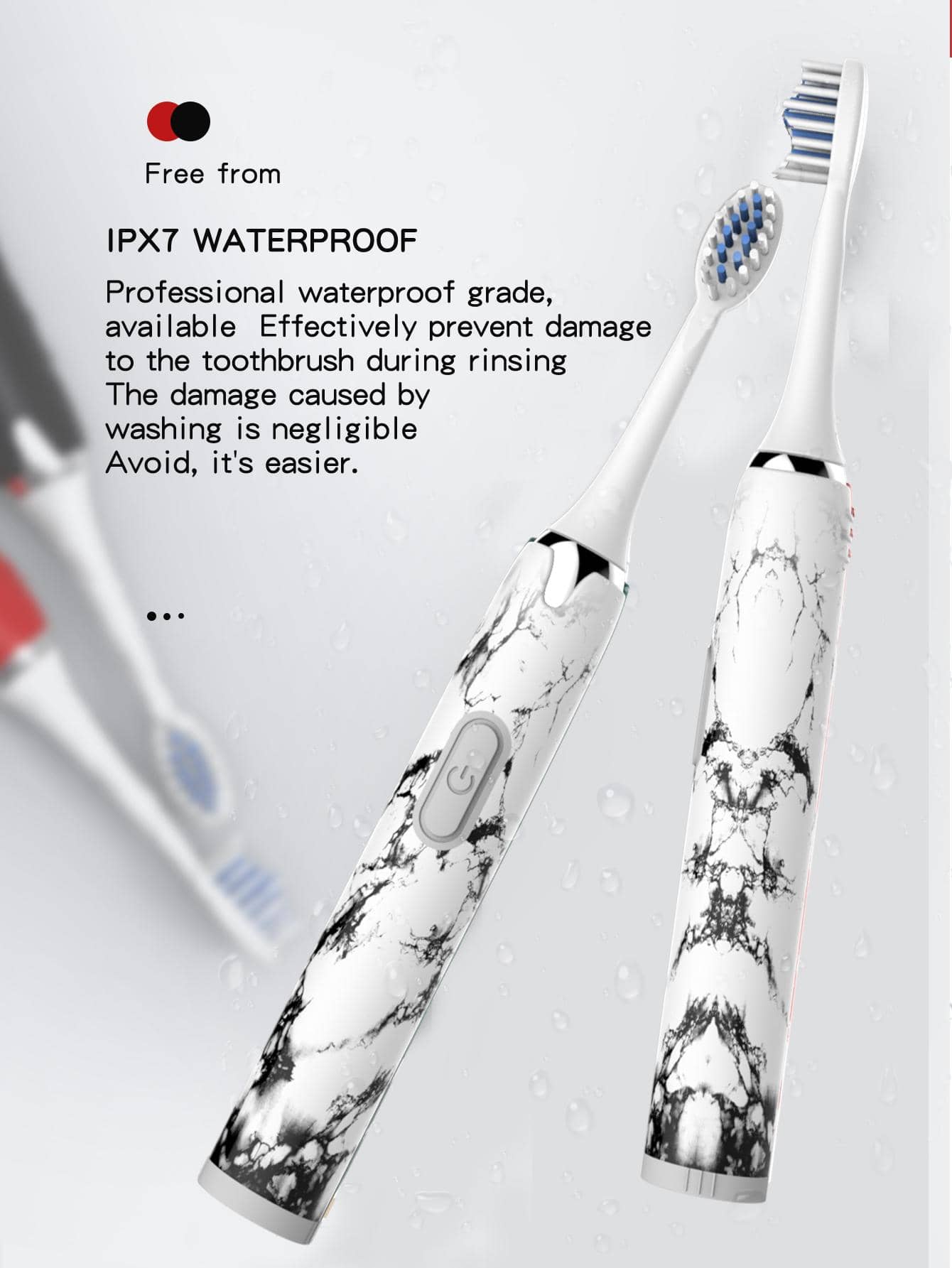 1pc PP Electric Toothbrush, Modern Marble Pattern Waterproof  Electric Toothbrush For Home