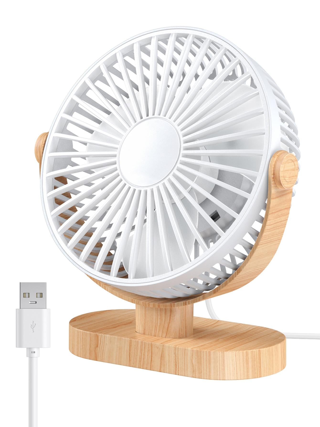 1pc ABS Desk Fan, Modern Wood Grain Pattern Desktop Fan For Home, Office