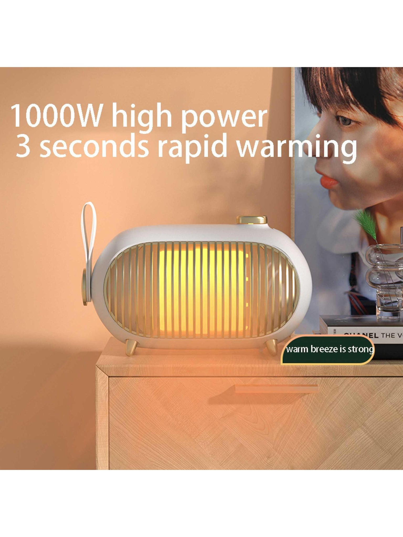 1pc Wall Plug 1000W Portable fan heater 3-gear Safe and Quiet