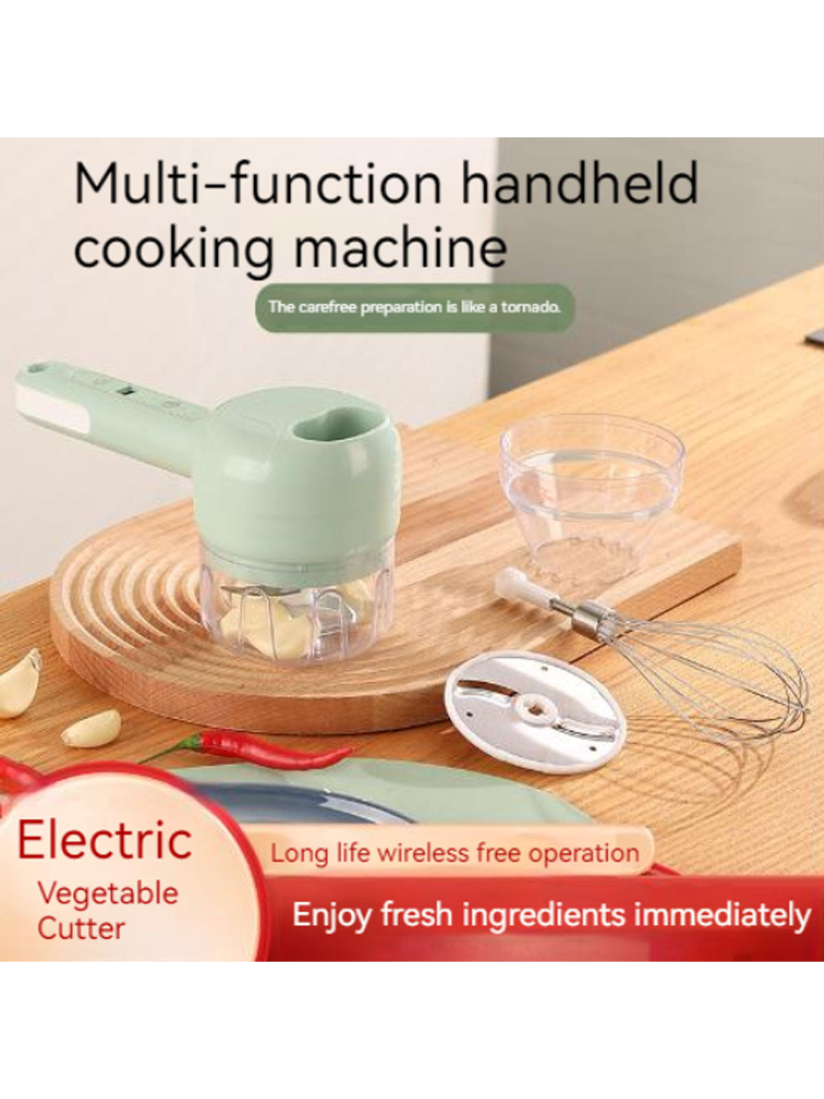 1pc ABS Meat Grinder, Modern Green Multifunctional Home Electric Vegetable Cutter For Kitchen