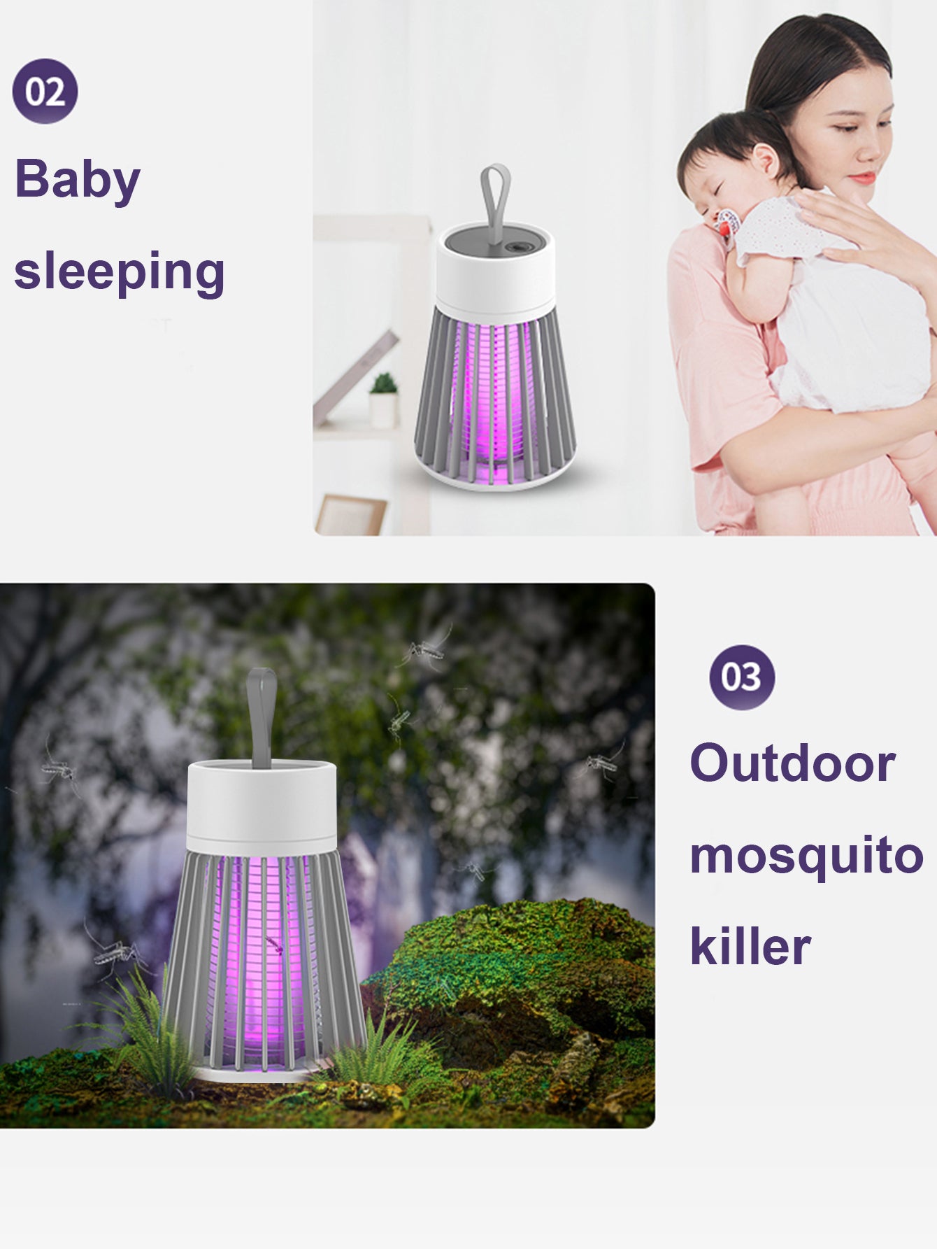 1pc ABS Anti-mosquito Lamp, Modern Quiet Mosquito Repeller For Outdoor