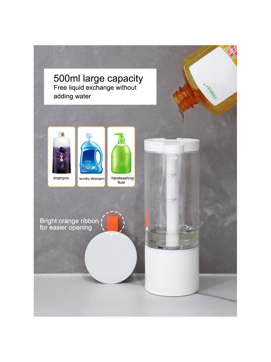 500ml Abs/pc Material Charging Antibacterial Intelligent Non-pressing Fully Automatic Induction Foam Ipx5 Waterproof Multi-functional Hand Sanitizer Machine