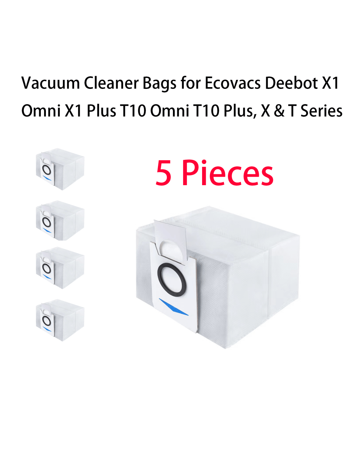 5pcs/set White Vacuum Cleaner Bag, Minimalist Non-woven Fabric Vacuum Cleaner Bag For Household