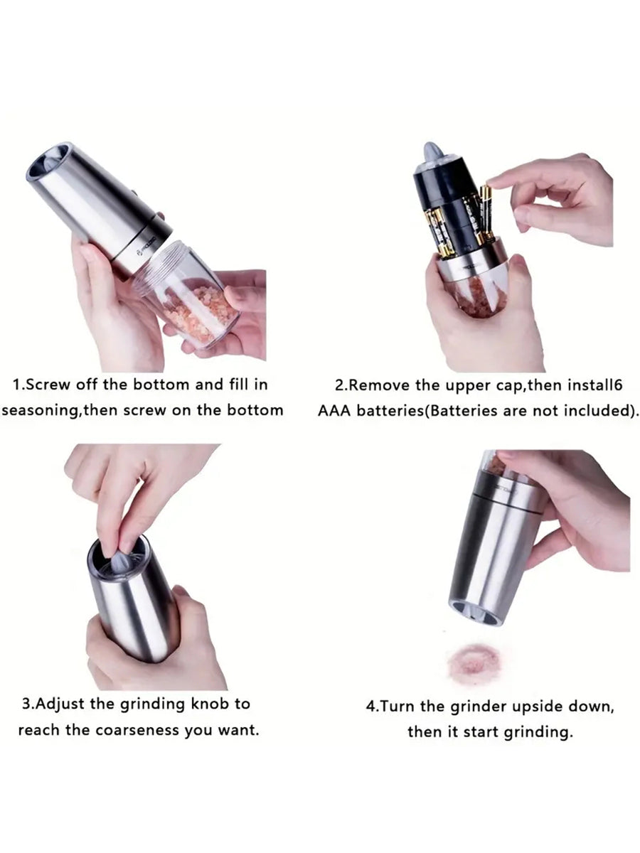 1pc Electric pepper grinder sea salt Pulverizer Stainless Steel Automatic Gravity Sensing Kitchen Spice Grinder Tool