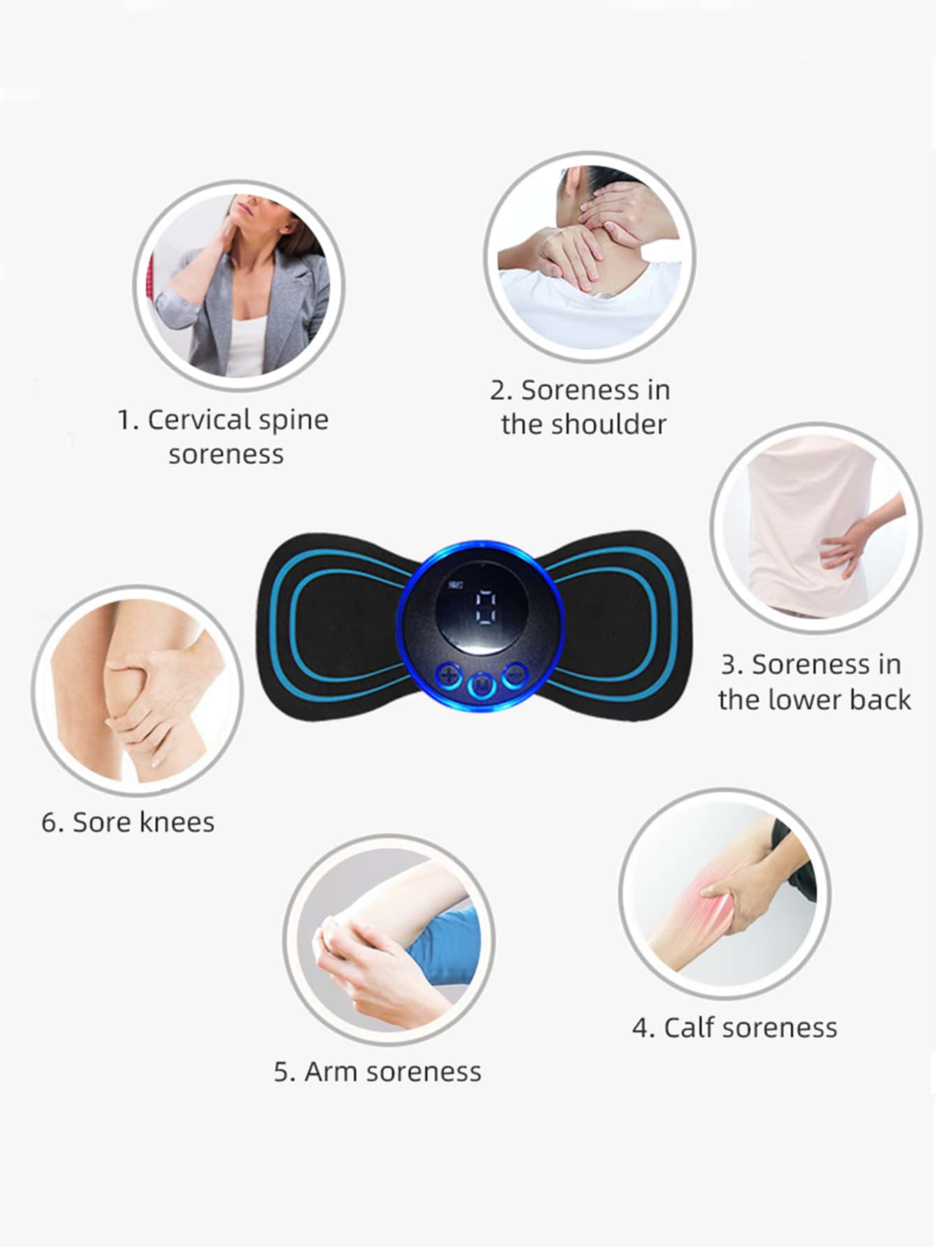1pc Pulse Smart Mini Neck Massager Sticker USB Rechargeable Multi-function  Massage Device Portable Shoulder & Neck Massager