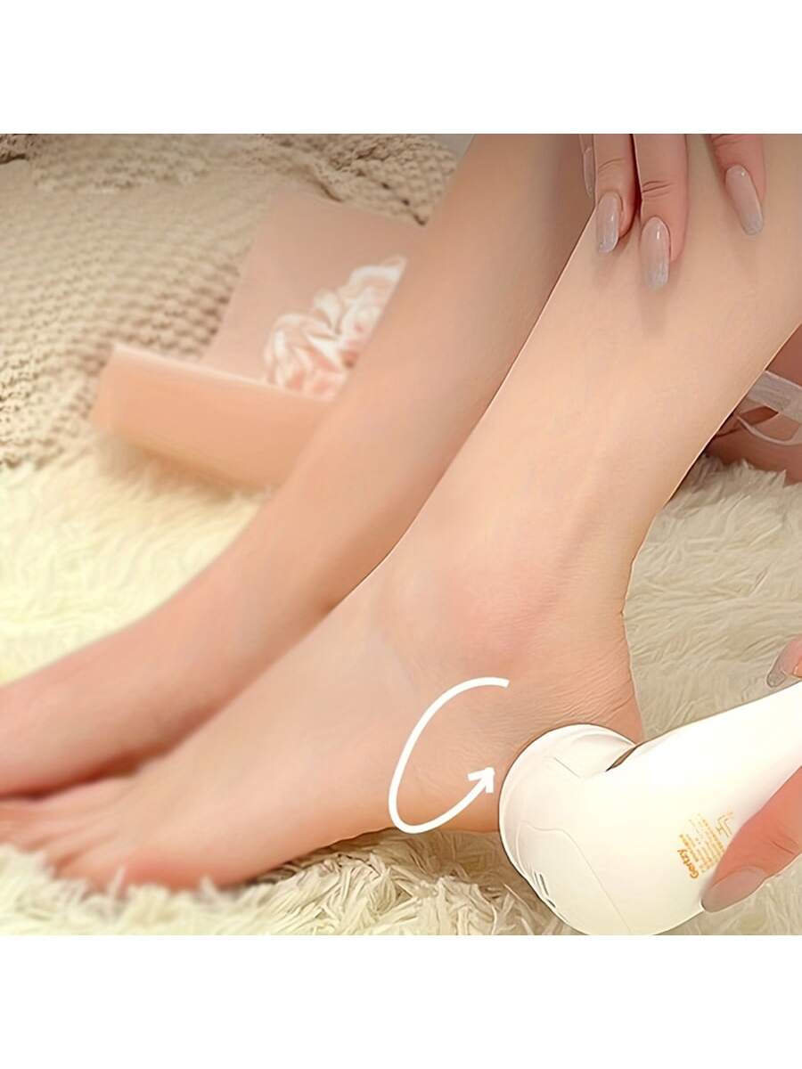 1 Electric foot exfoliator, rechargeable portable electronic foot file, electric exfoliator kit, professional foot care, foot massager ideal gift for hard cracked dry skin-White-2