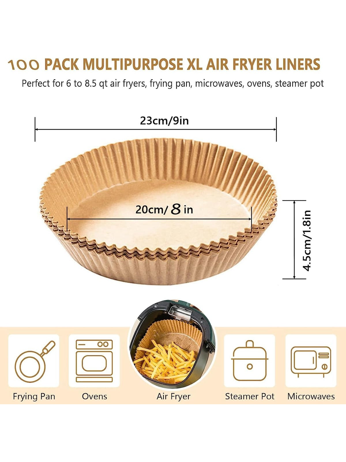 Air Fryer Disposable Paper Liner 9 Inch Air Fryer Liners Non Large-9inch 50  Pcs