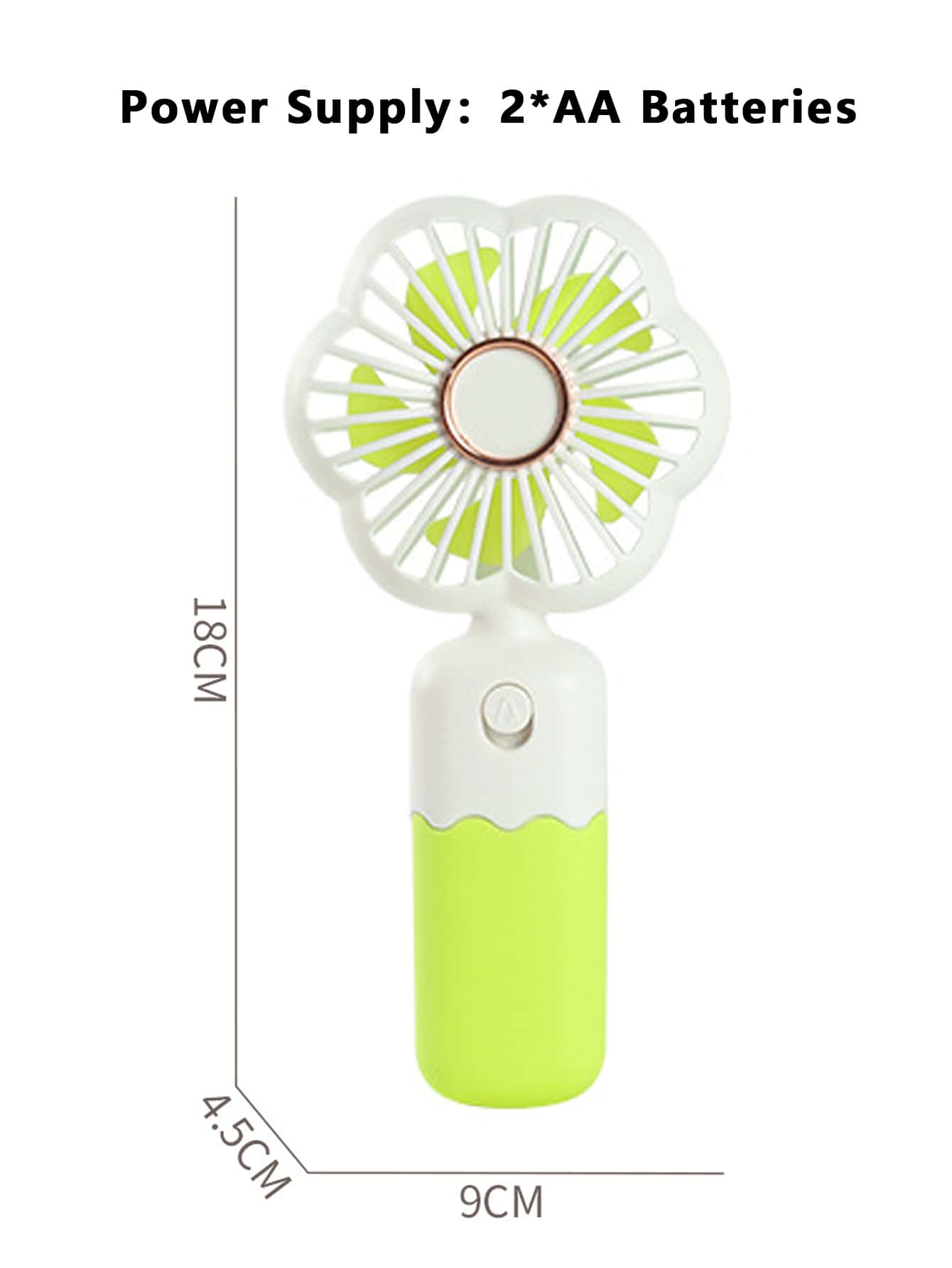 1pc Mini Flower Portable Handheld Fan With Aa Battery-Green-6