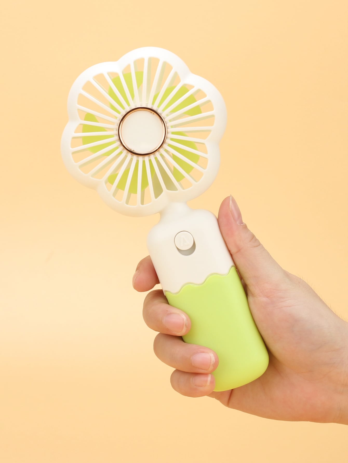 1pc Mini Flower Portable Handheld Fan With Aa Battery-Green-1