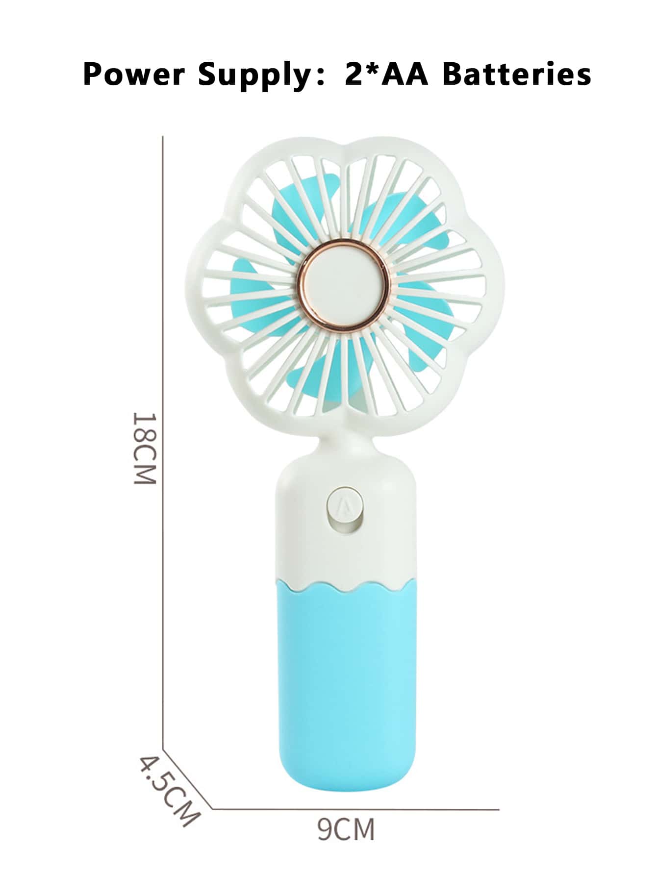 1pc Mini Floral Portable Handheld Fan Powered By Aa Battery-Blue-7