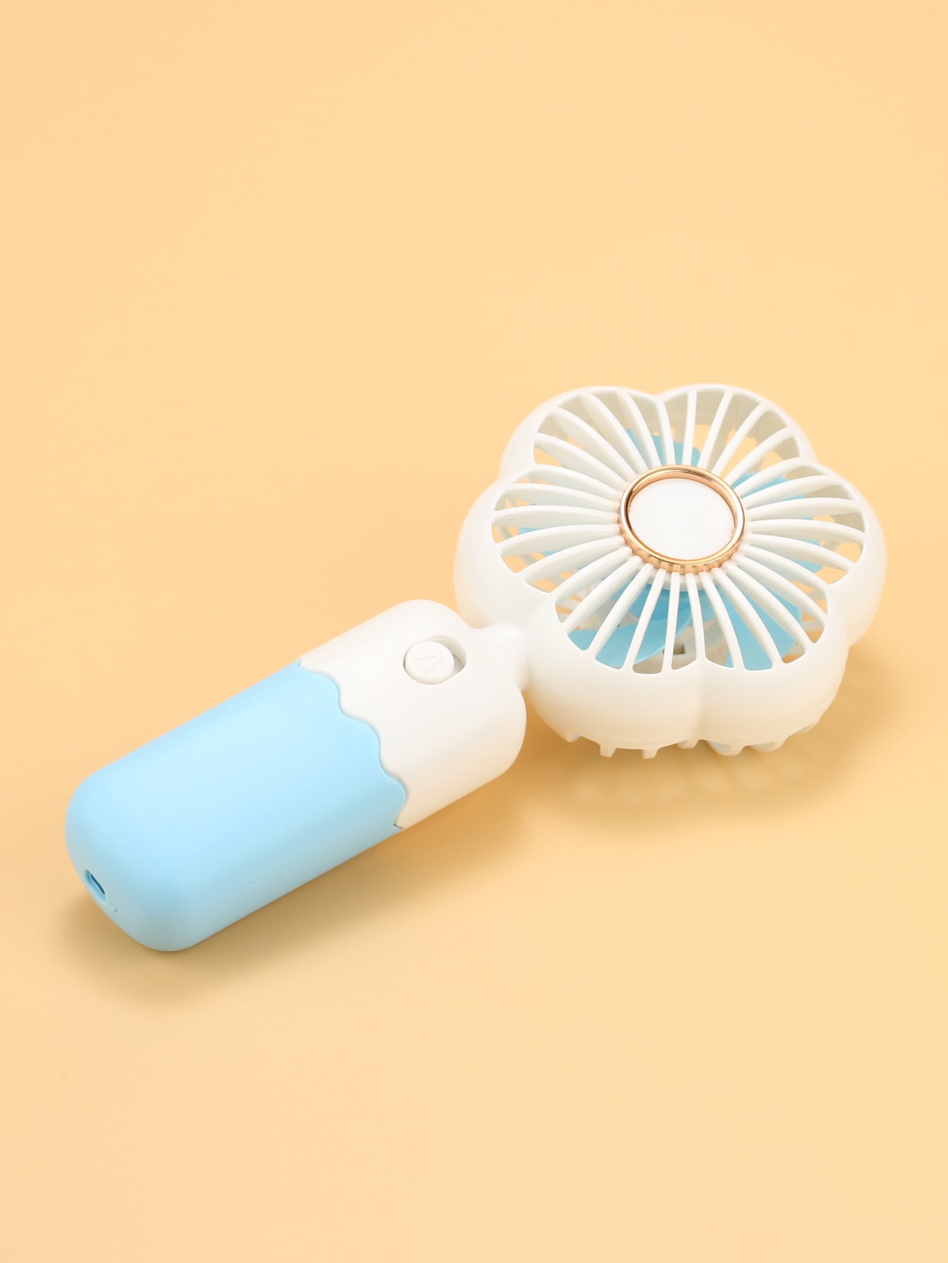 1pc Mini Floral Portable Handheld Fan Powered By Aa Battery-Blue-3