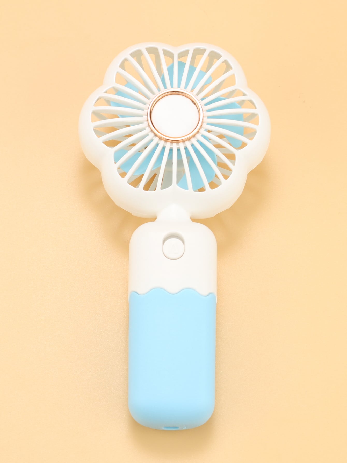1pc Mini Floral Portable Handheld Fan Powered By Aa Battery-Blue-2