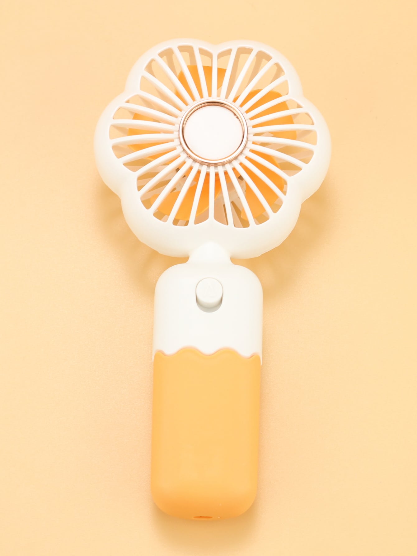 1pc Portable Handheld Flower Design Fan Powered By Aa Batteries-Orange-7