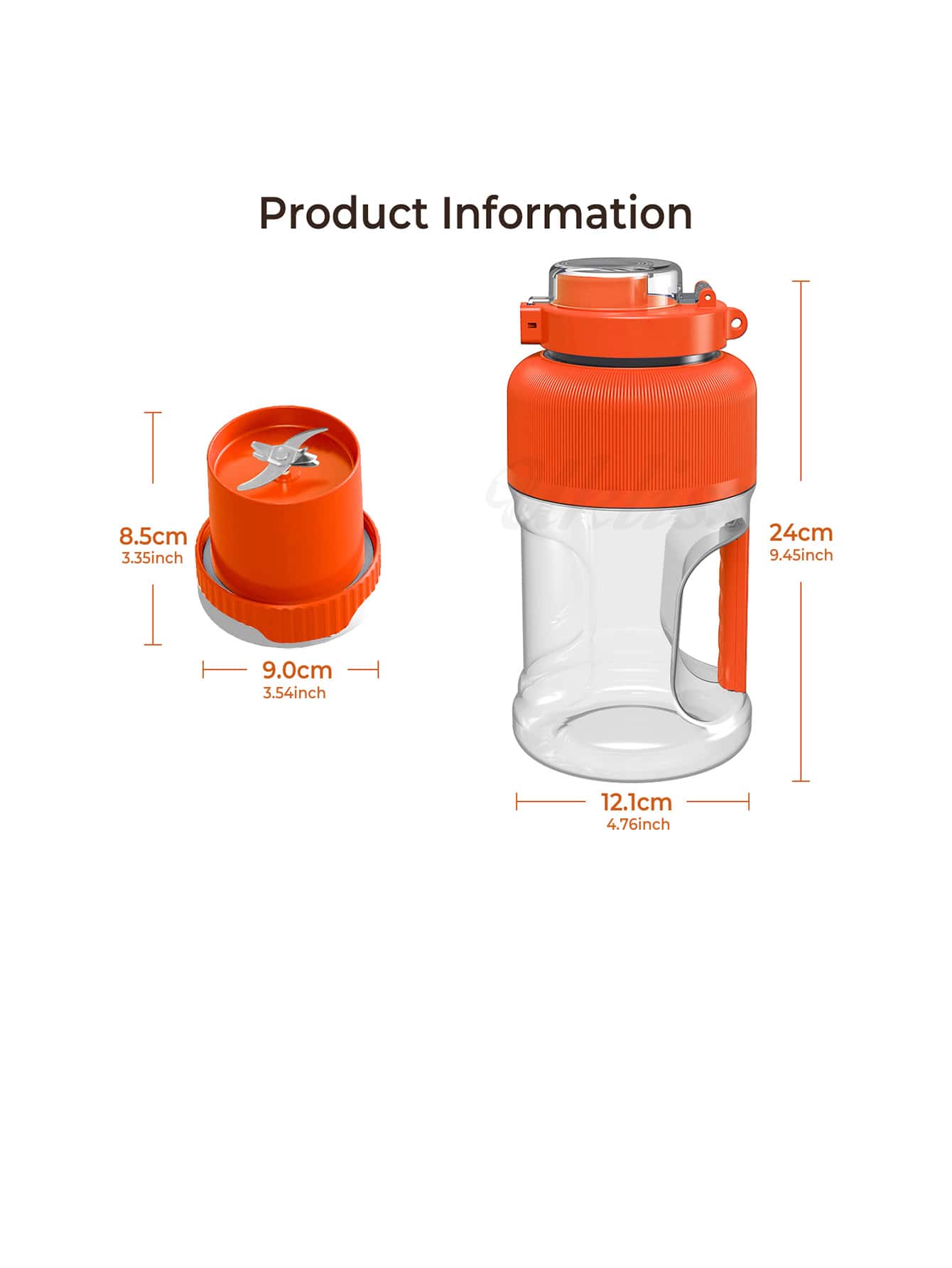 1pc 1000ml Large Capacity Portable Sports Juicer Cup-Orange-5
