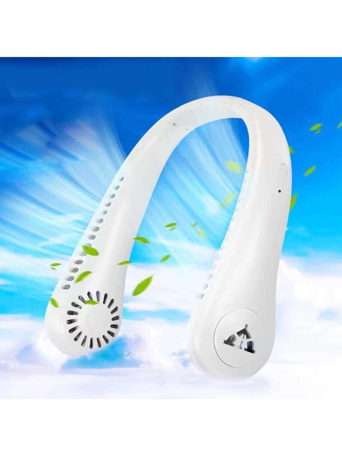 1pc Bladeless Hanging Neck Mini Fan, Convenient Portable Powerful Sports Fan For Student-White-2