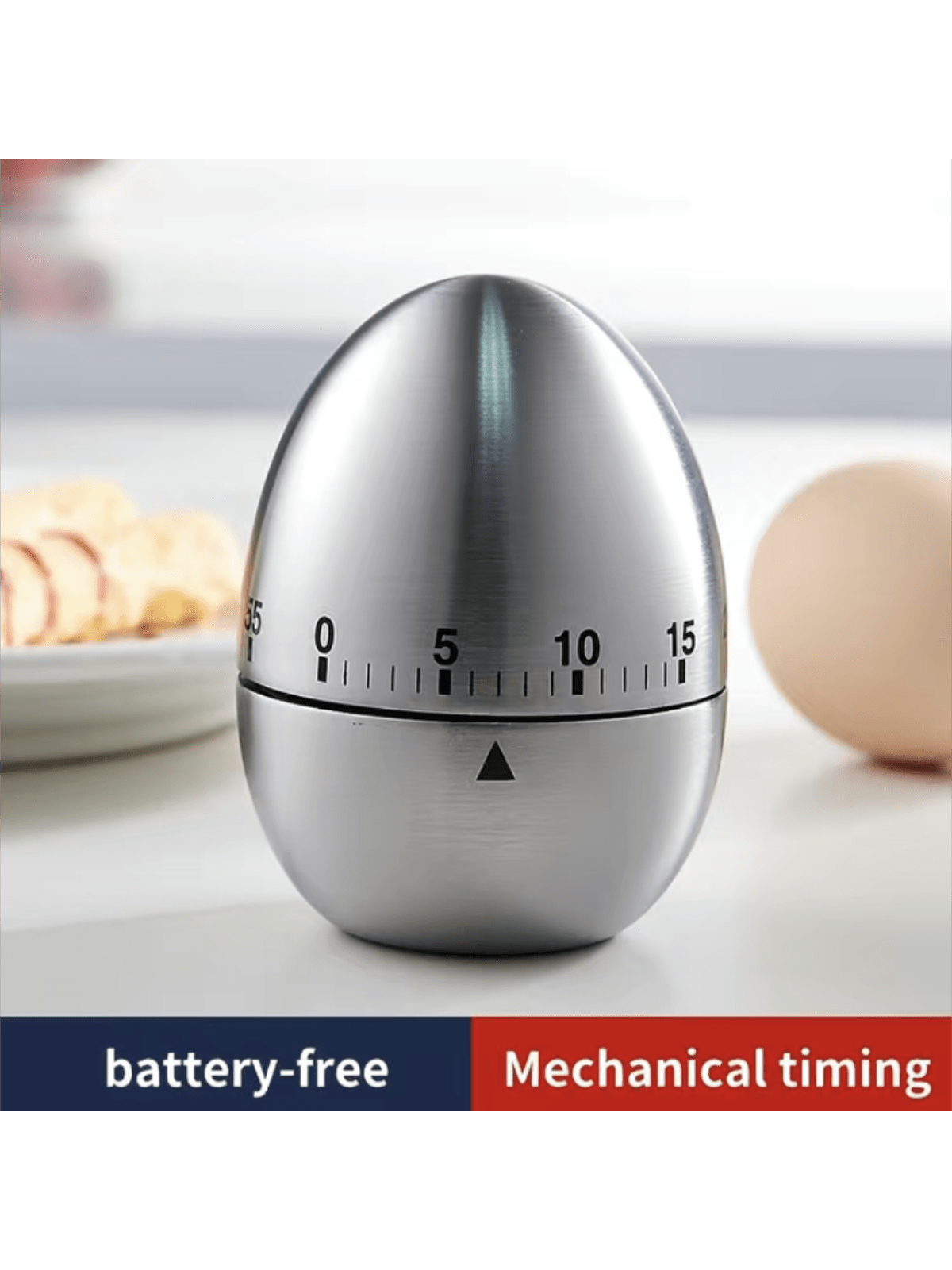 1pc Stainless Steel Kitchen Timer With Magnet, Mechanical Egg Cooking Timer,  Baking Down Timer Reminder For Home Use