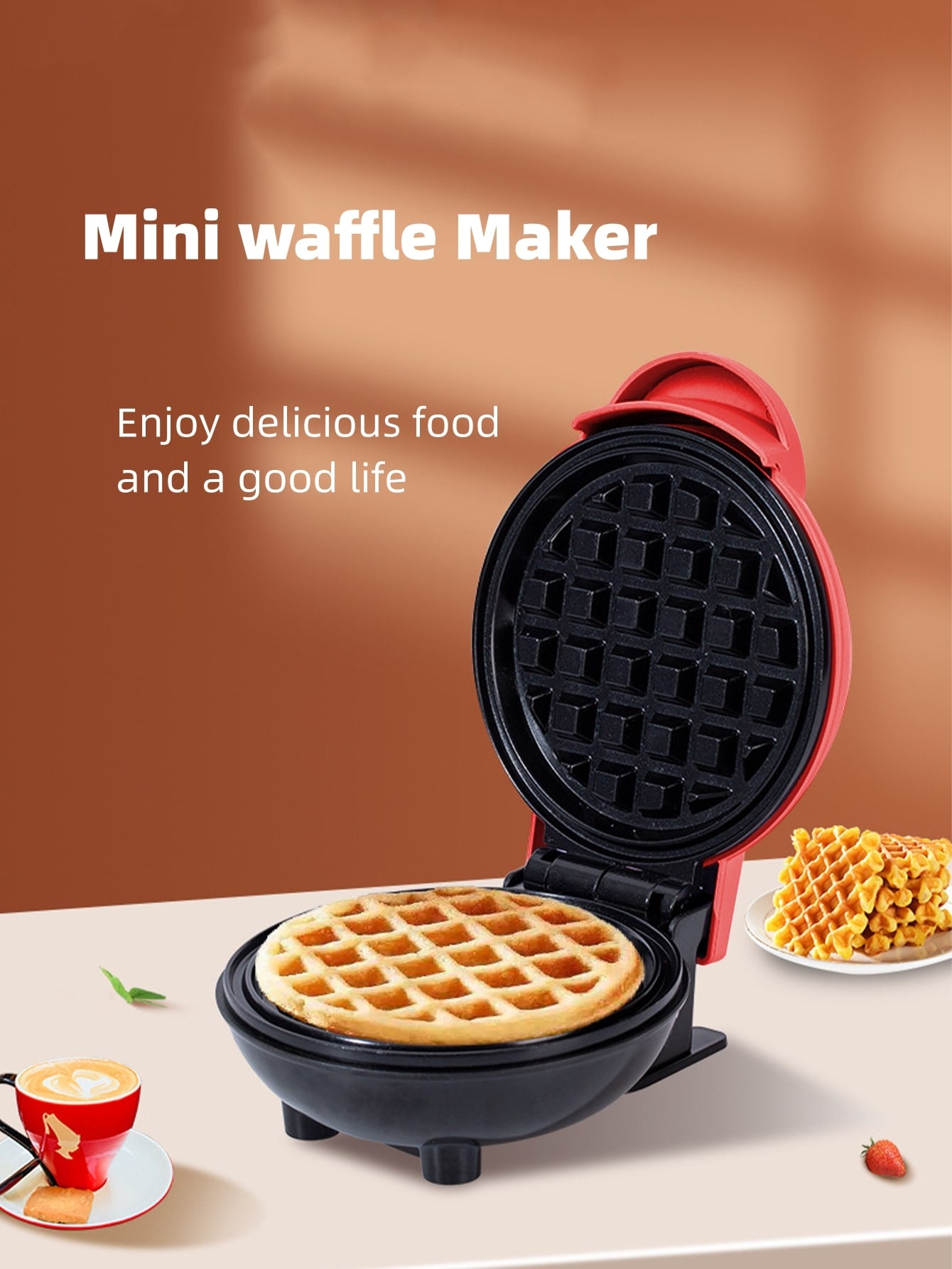 Mini Maker for Individual Waffles, Hash Browns, Pancake Maker,  Sandwich,Portable Cooking Non-stick Coa with Easy to Clean,Portable Cooking  Non-Stick Surfaces Breakfast Maker, 4 Inch