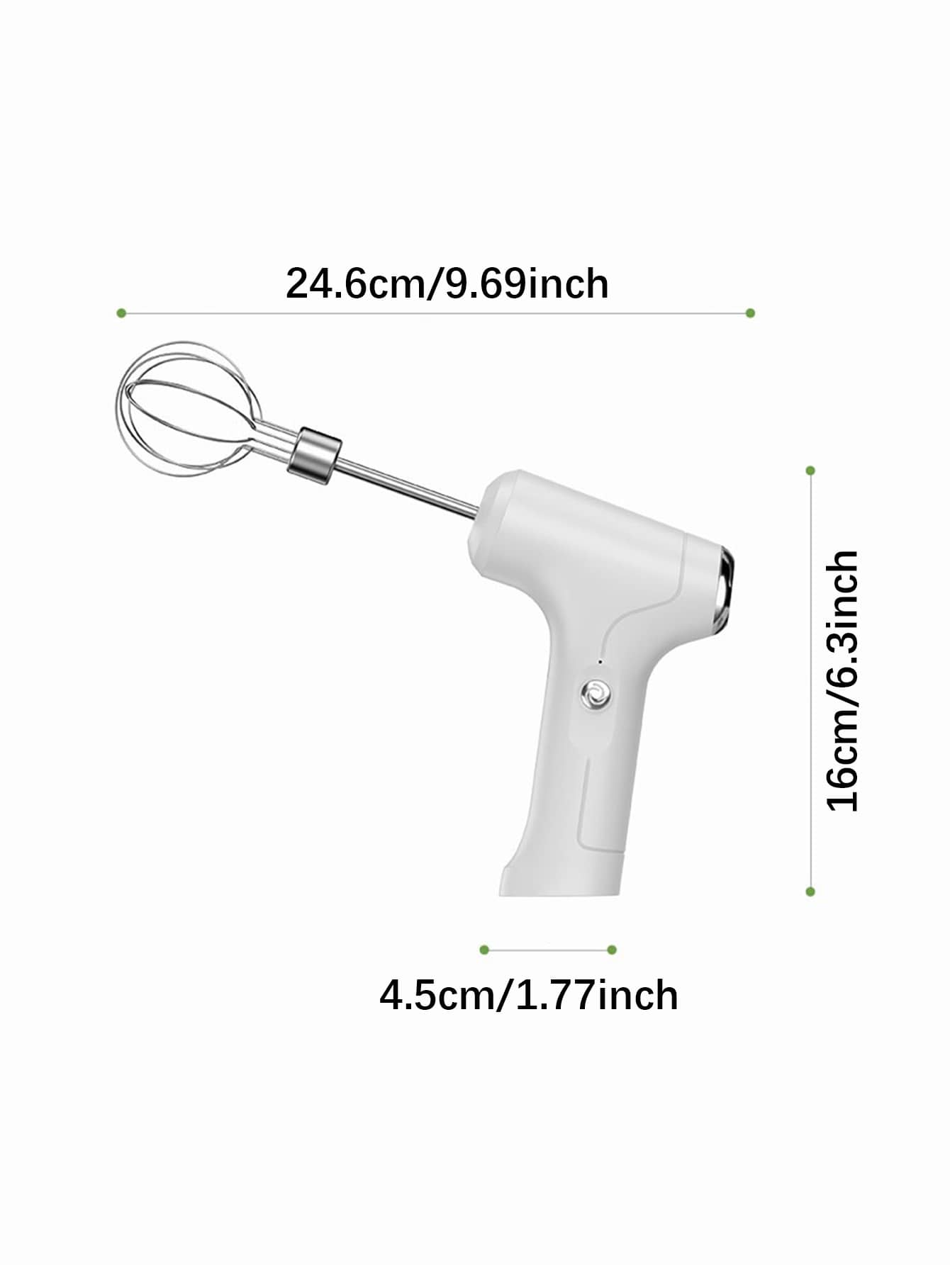 1pc Rechargeable Handheld Electric Egg Beater With Dual Heads, 1200mah, Suitable For Kitchen Baking Egg Whisking-White-2