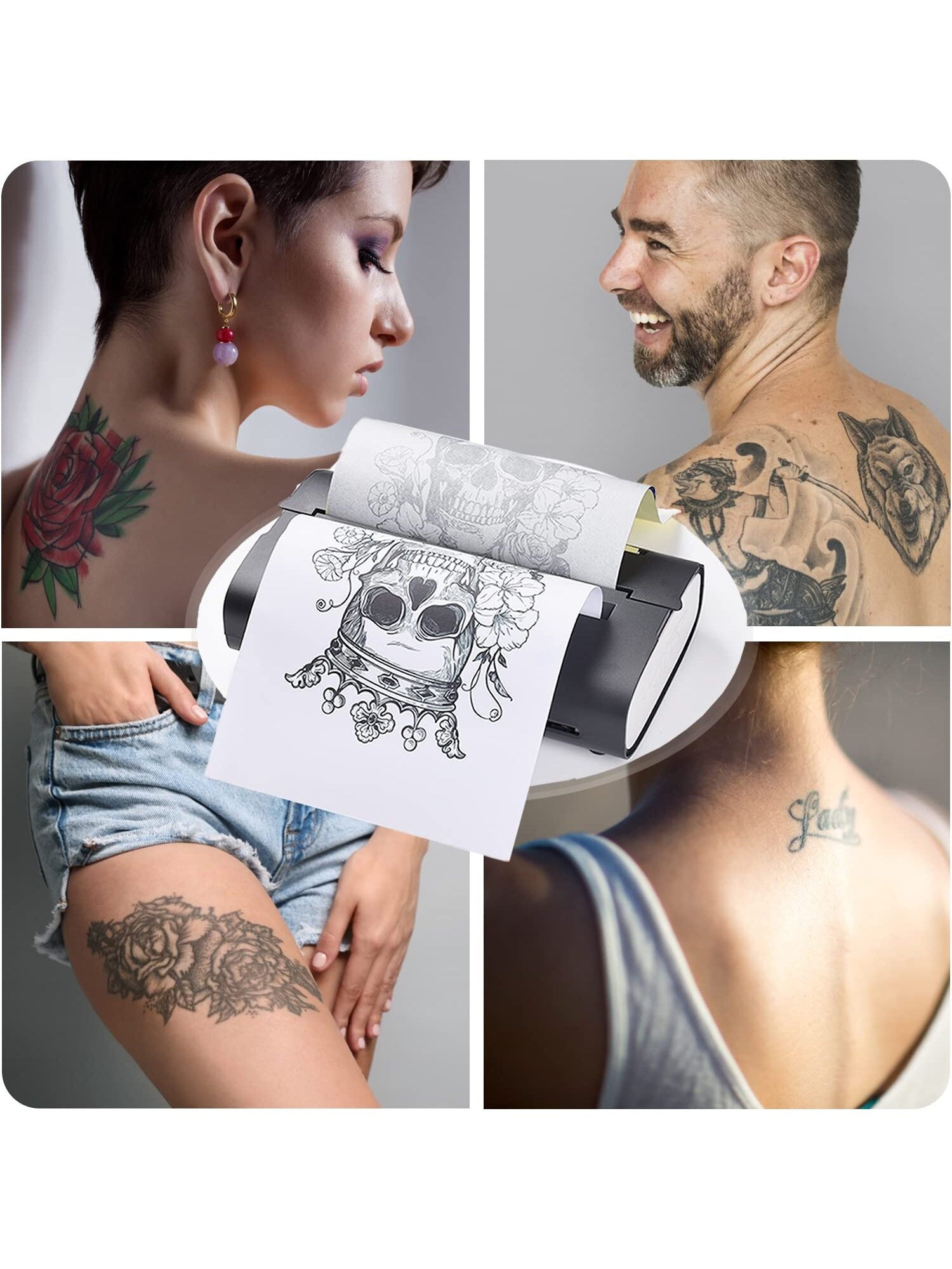 1 Pc Tattoo Stencil Printer, Tattoo Stencil Machine with 10 Pcs Tattoo  Transfer Paper, Stencil Printer for Tattooing,Tattoo Transfer Machine for  Temporary and Permanent Tattoo Supplies