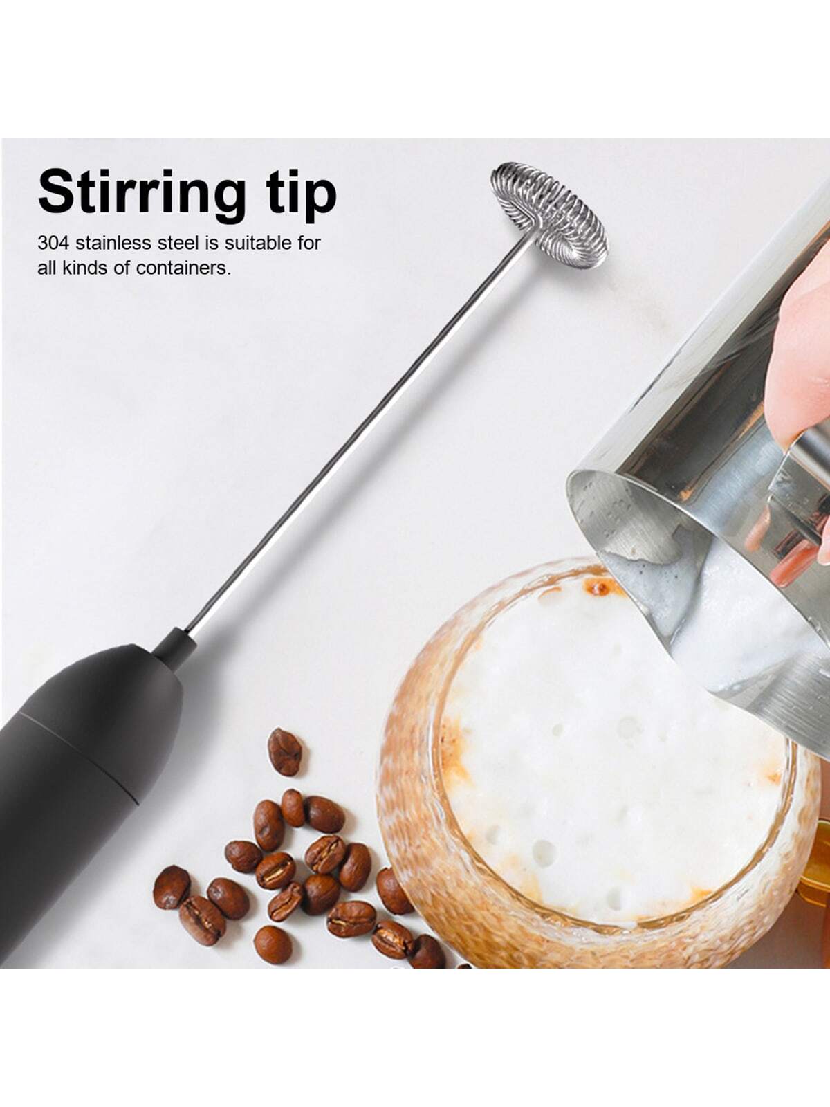 1pc Mini Handheld Electric Milk Frother And Egg Beater With Stainless Steel  Whisk Head, Powered By 2 Aa Batteries, Suitable For Home Kitchen Whisking  Egg White, Frothing Milk, Whipping Cream