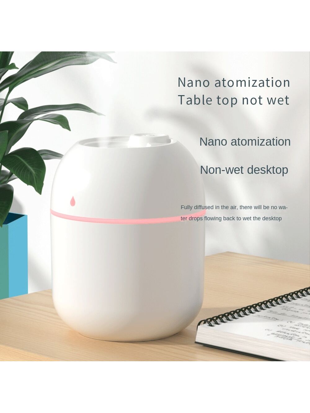 1pc Portable Mini Usb Desktop Humidifier With 7-color Night Light, Atomizer, Moisturizing Instrument, Aroma Diffuser, Air Purifier, Suitable For Desktop Office, Bedroom-Pink-7