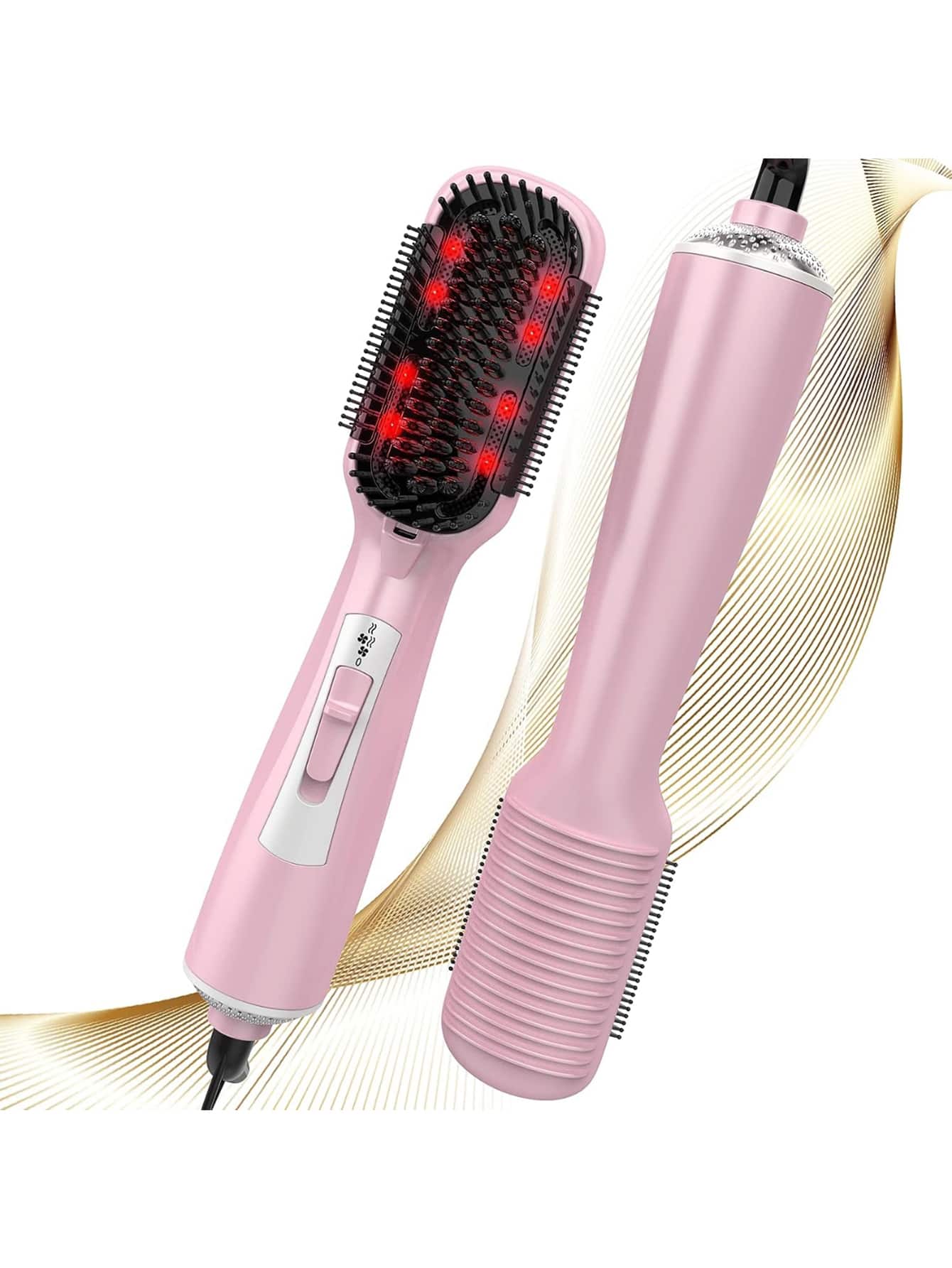 1pc Pink Electric Straightening Comb For Home Use, No Hair Damage, Long-lasting Styling Effect, Suitable For Women's Home Or Traveling-Pink-2