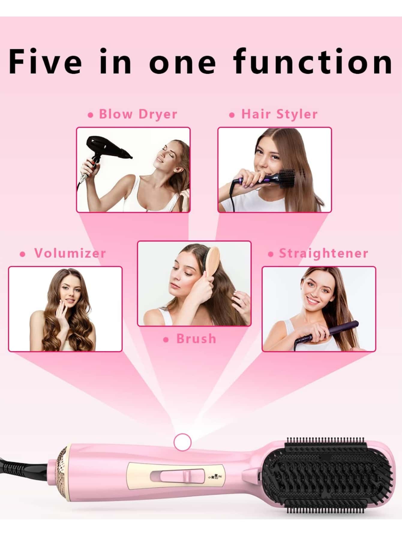 1pc Pink Electric Straightening Comb For Home Use, No Hair Damage, Long-lasting Styling Effect, Suitable For Women's Home Or Traveling-Pink-1