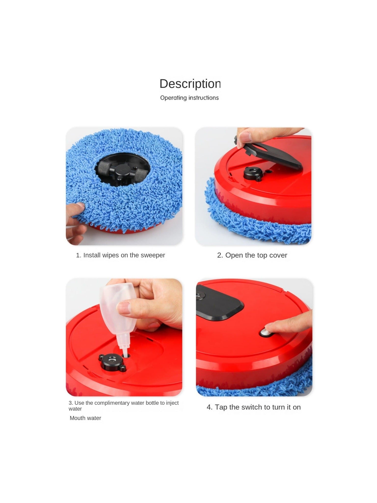 Household Portable Mopping Robot Humidifier Spray Wet and Dry Cleaning Mopping Robot Floor Mopping Robot Machine-Red-10
