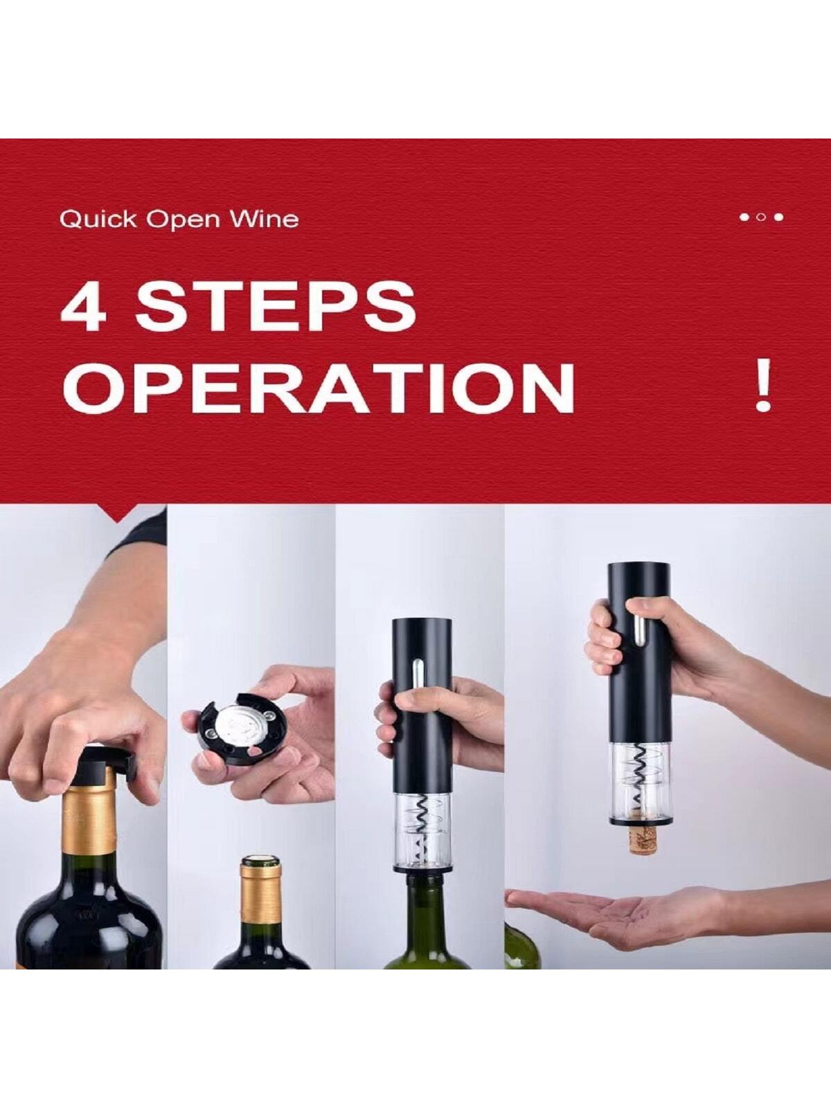 One click start electric wine opener Charging Wine opener Automatic electric bottle opener Wine set-silver (set of two)-8