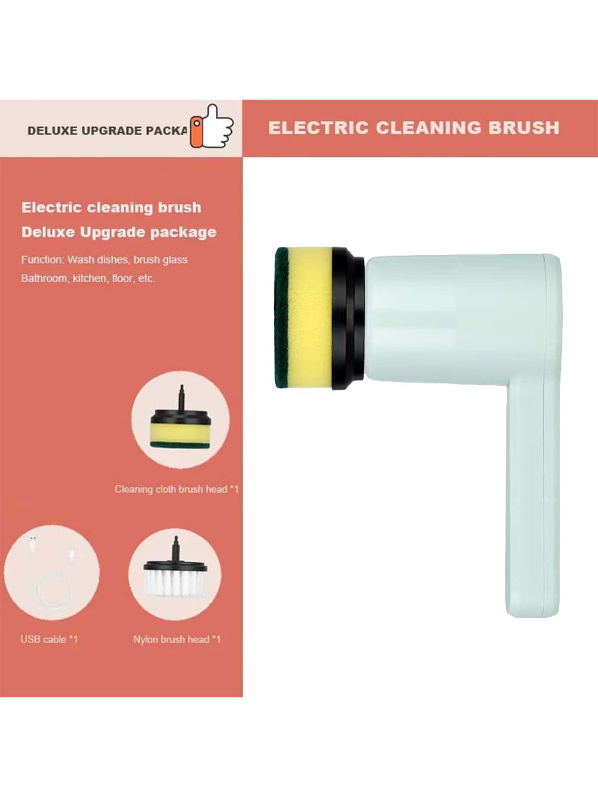 1pc Multifunctional Electric Cleaning Brush For Home Kitchen And Bathroom,  Handheld Wireless Dish Brush, Ideal For Pot And Pan Scrubbing