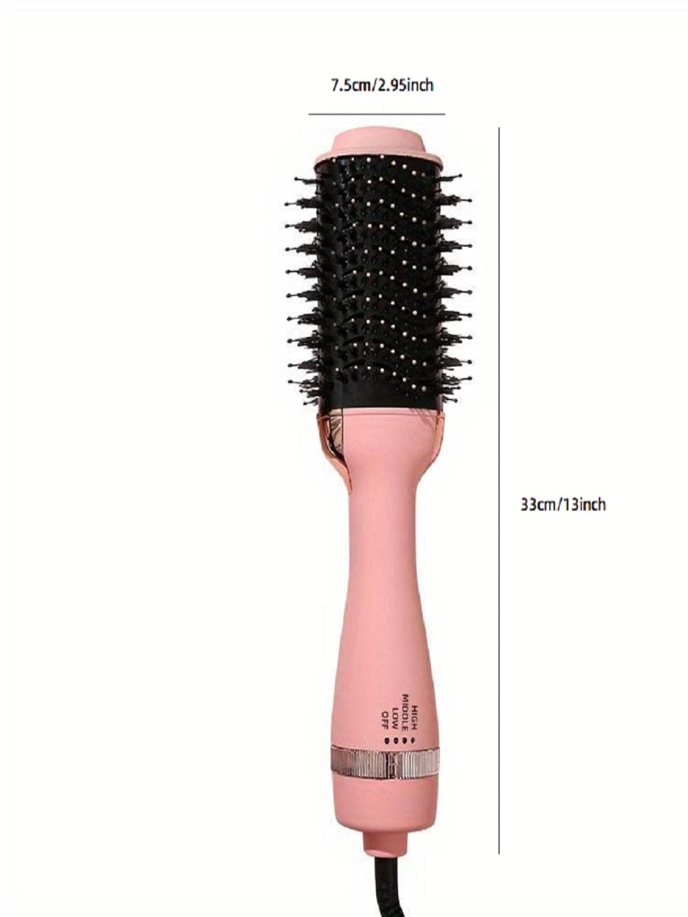 1pc Hot Air Brush, 3 In 1 Volumizing Blow Dryer Brush, Negative Ion Hair Dryer Comb, Salon Hair Styling Brush, For Straightening And Curling, Women's Hot Air Brush, Pink-Pink-6