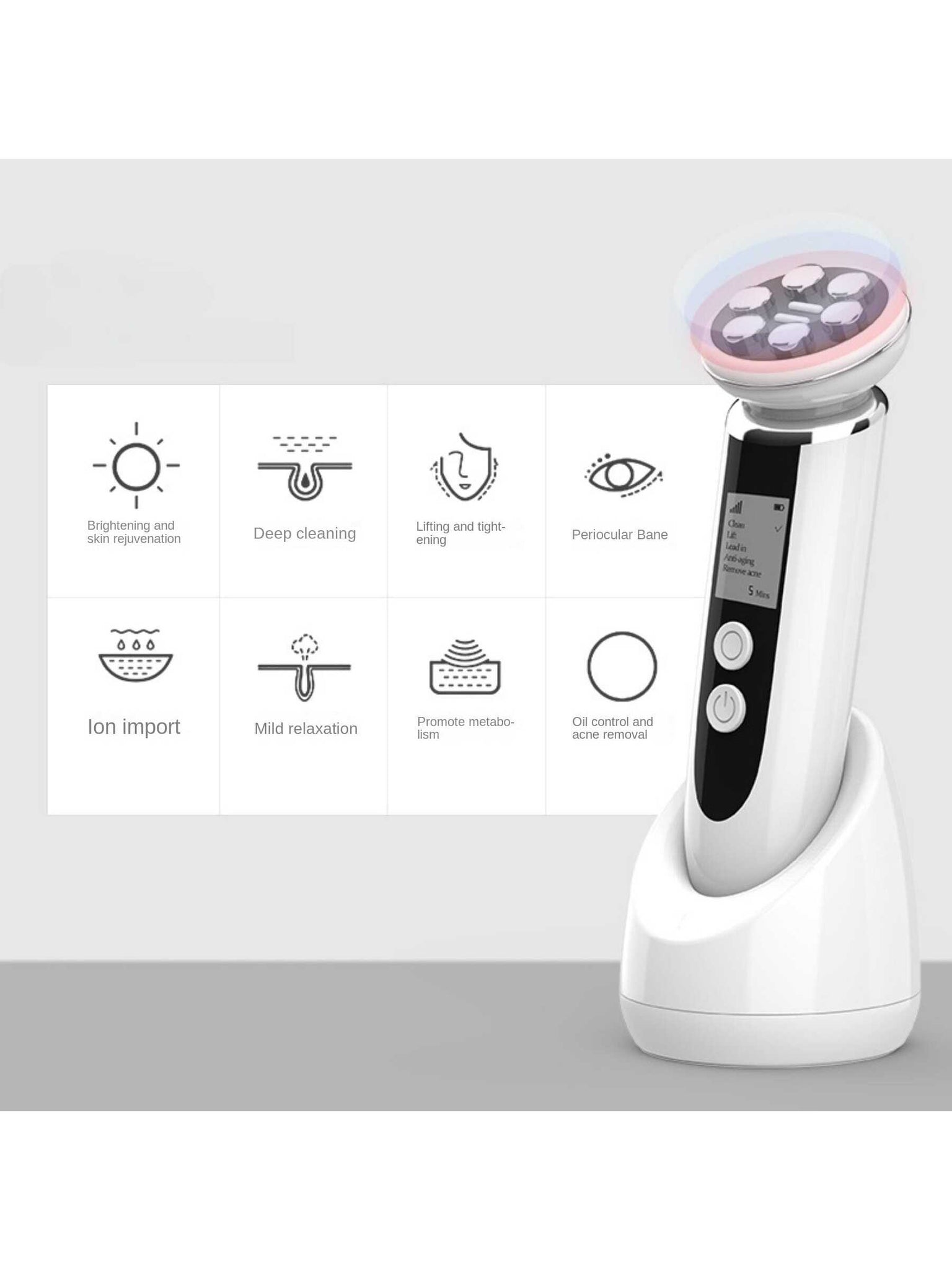 Multifunctional Electric Beauty Instrument Facial Massager Radio Frequency Device Import Removal Machine Beauty Instrument-White-1