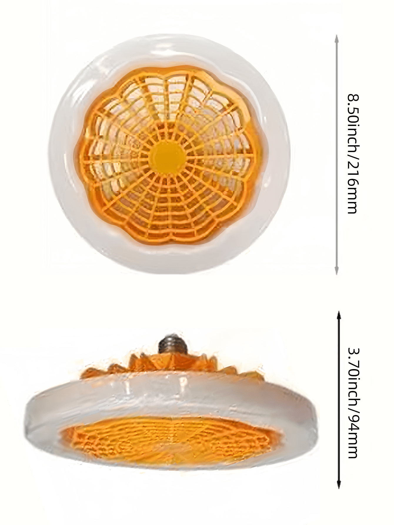 1pc 216mm Orange Ceiling Fan Light With Remote Control, Low Profile With Light, 3 Speeds, Led Dimmable, 3 Colors, 8 Invisible Bladeless Fan Light, Suitable For Bedroom And Office-Orange-2