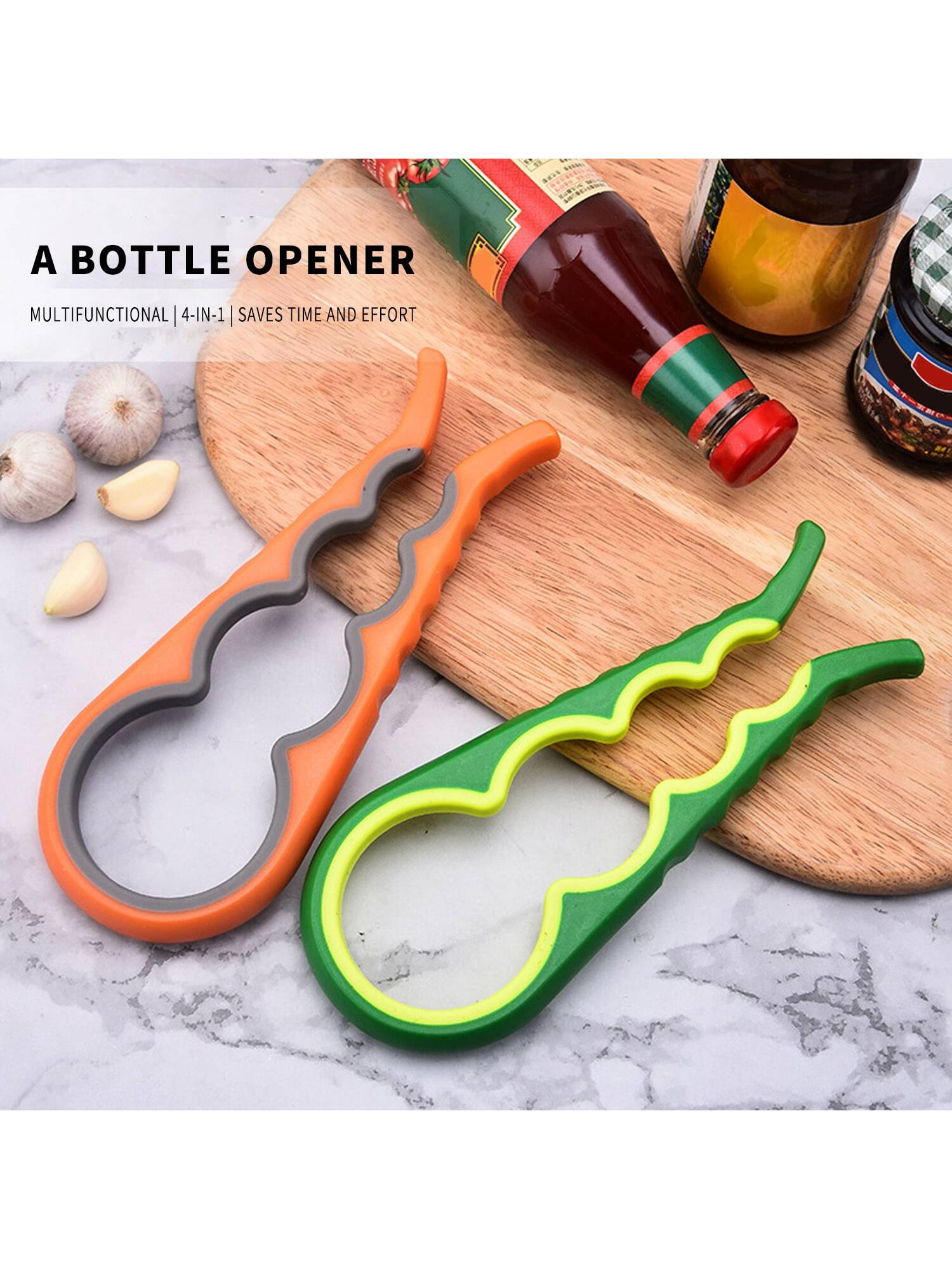 1 PC  Opener Multi-purpose 4-in-1 Can Opener For Household Kitchen Creative Can Screw Cap Opener Non-slip Lid Opener-Blue-8