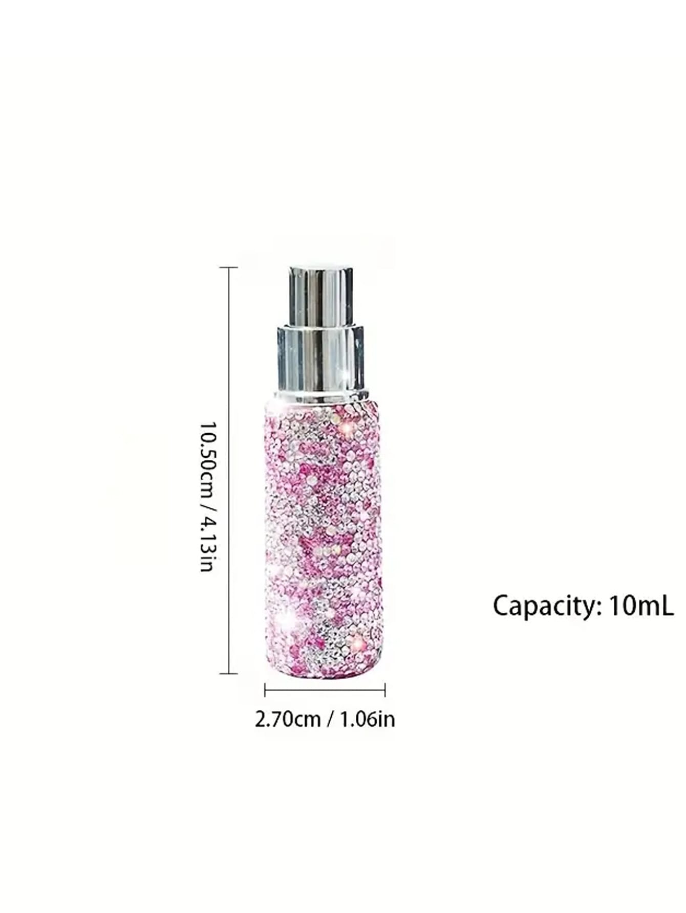 10ml Portable Vacuum Press Bottle For Perfume Refill, Spray Bottle With Fine Mist Sprayer, Diamond Decorated, Ideal For Travel, Makeup And Skincare-Multicolor-6