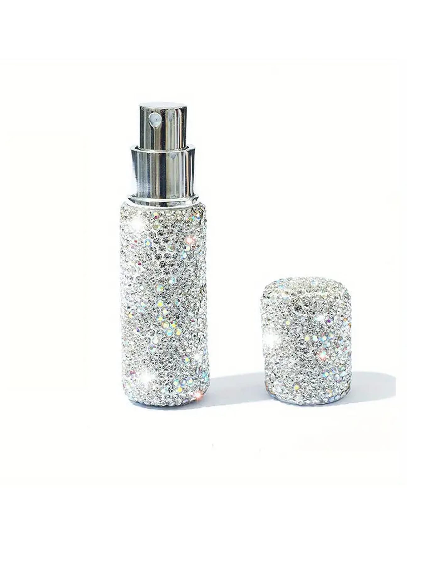 10ml Portable Vacuum Press Bottle For Perfume Refill, Spray Bottle With Fine Mist Sprayer, Diamond Decorated, Ideal For Travel, Makeup And Skincare-Multicolor-4