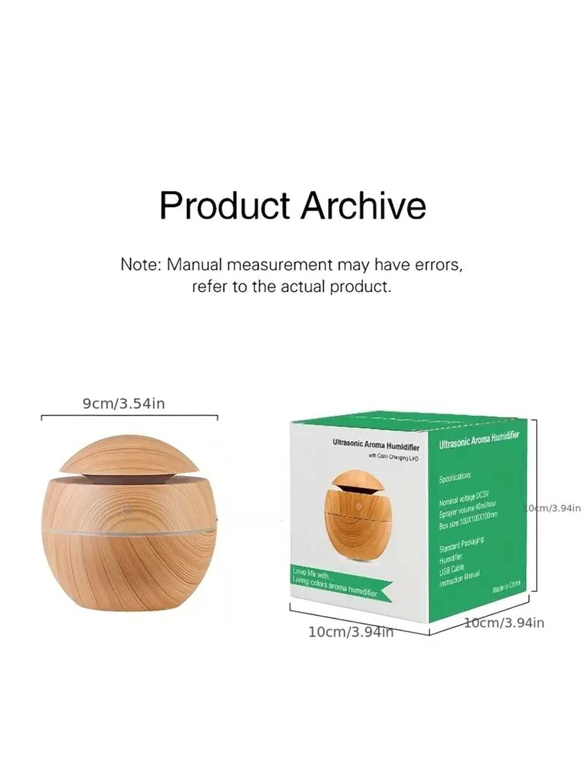 1pc Round-shaped Humidifier Aromatherapy Essential Oil Diffuser, Suitable For Home, Office, Bedroom-deep wood grain-6