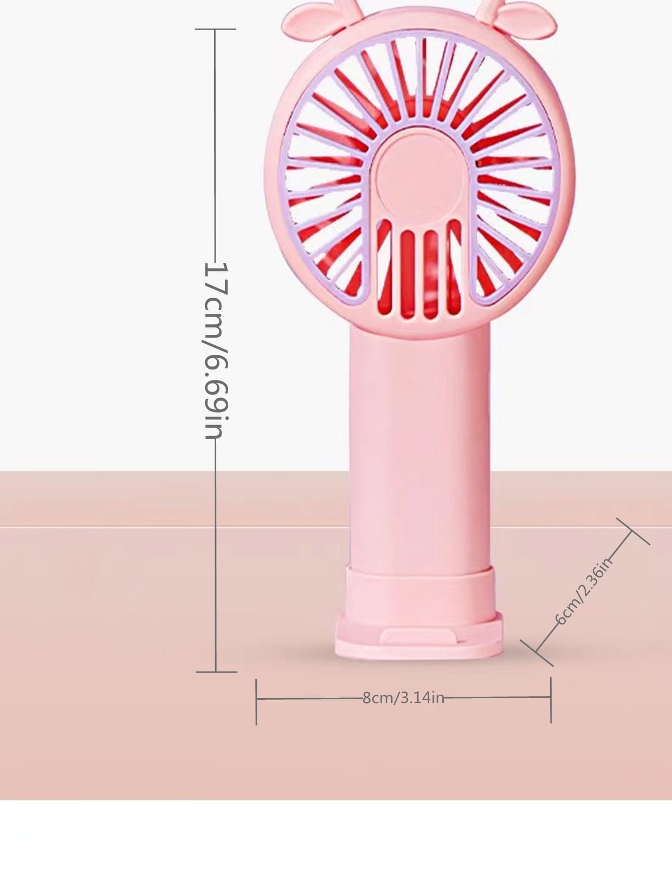 Portable Handheld Electric Fan With High Wind Power, Rechargeable, Suitable For Cars, School, Camping, And Manual Operation, Silent And Convenient.-Pink-3