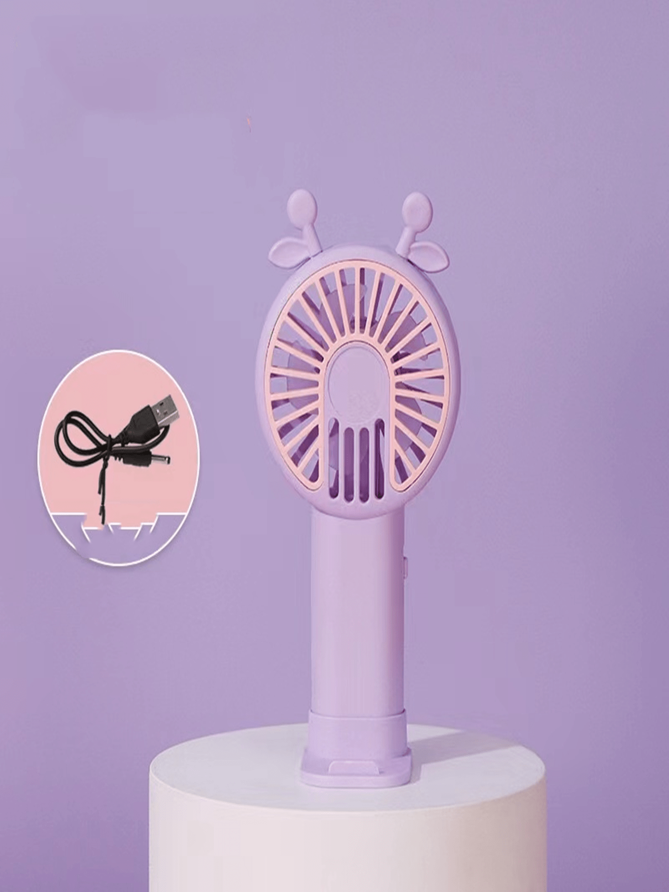 Portable Handheld Electric Fan With High Wind Power For Carrying, Recharging, Camping, Manual Operation, Low Noise-Purple-4