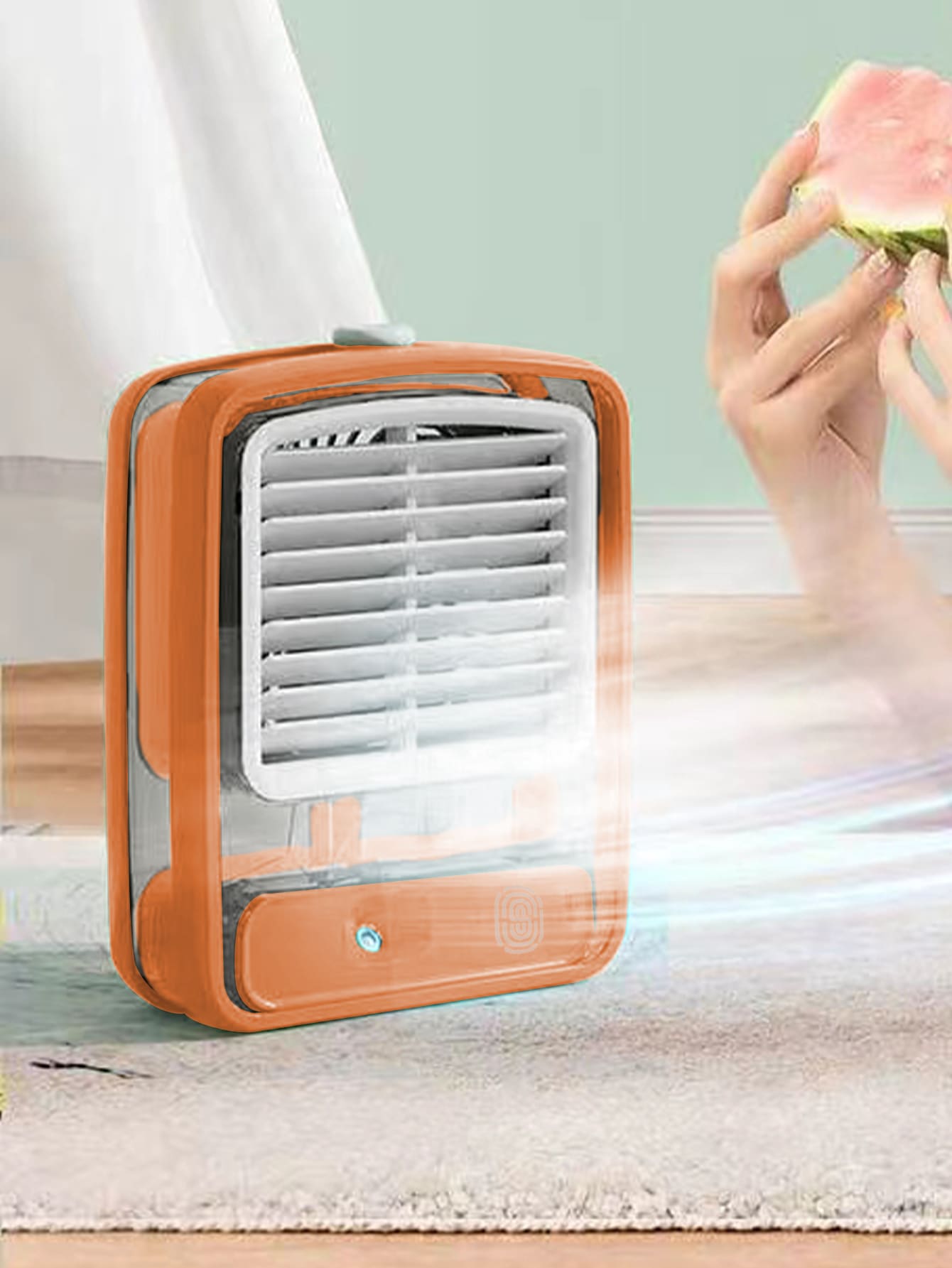 1pc Spray Cooling Dorm Desktop Silent Mini Fan For Summer-Orange-1
